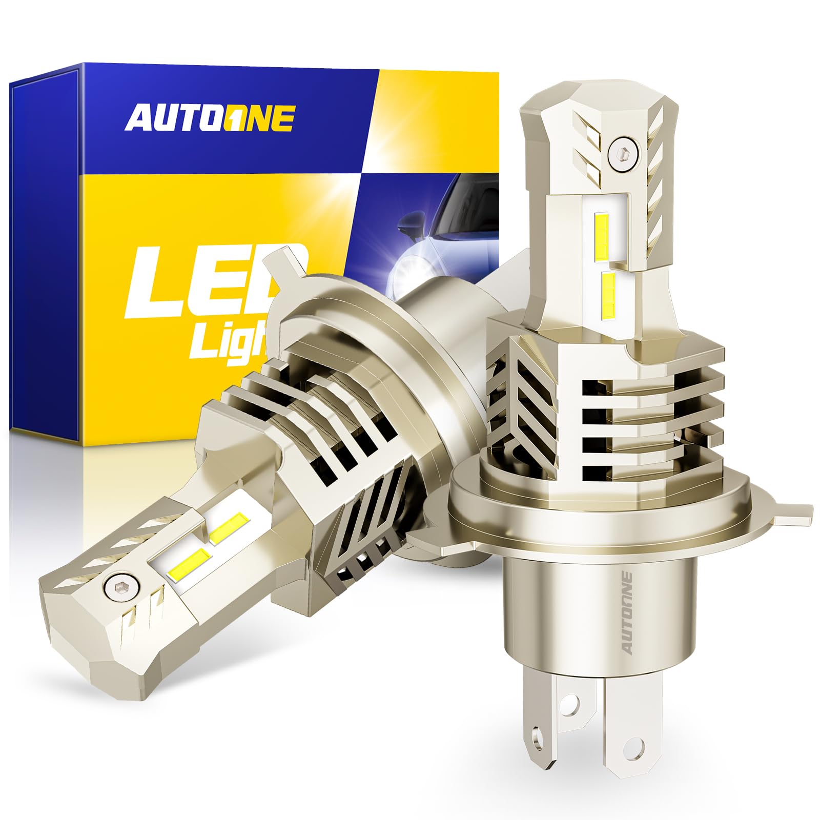 AUTOONE Bombillas antiniebla H4/9003/HB2 6000 K blanco, 26000 lm, Plug and Play, reemplazo IP67 debajo del capó, 2 unidades