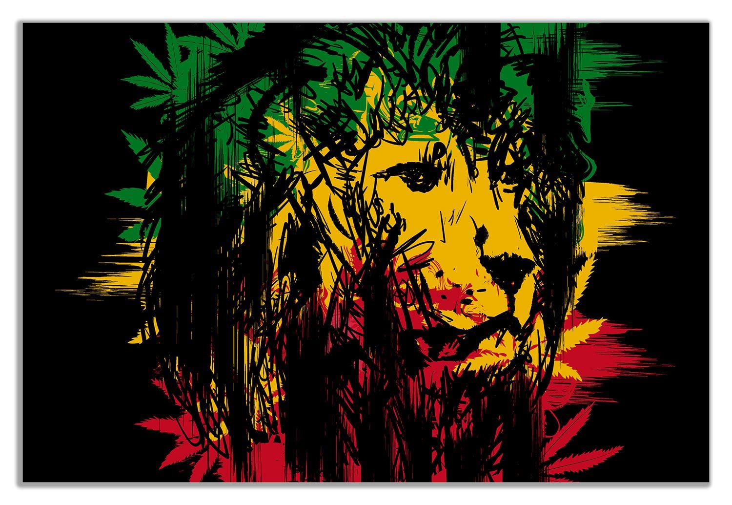 Panther Print Stampa artistica su tela Rasta Leone Giamaicano Dreadlocks, 91x61cm (36x24in)
