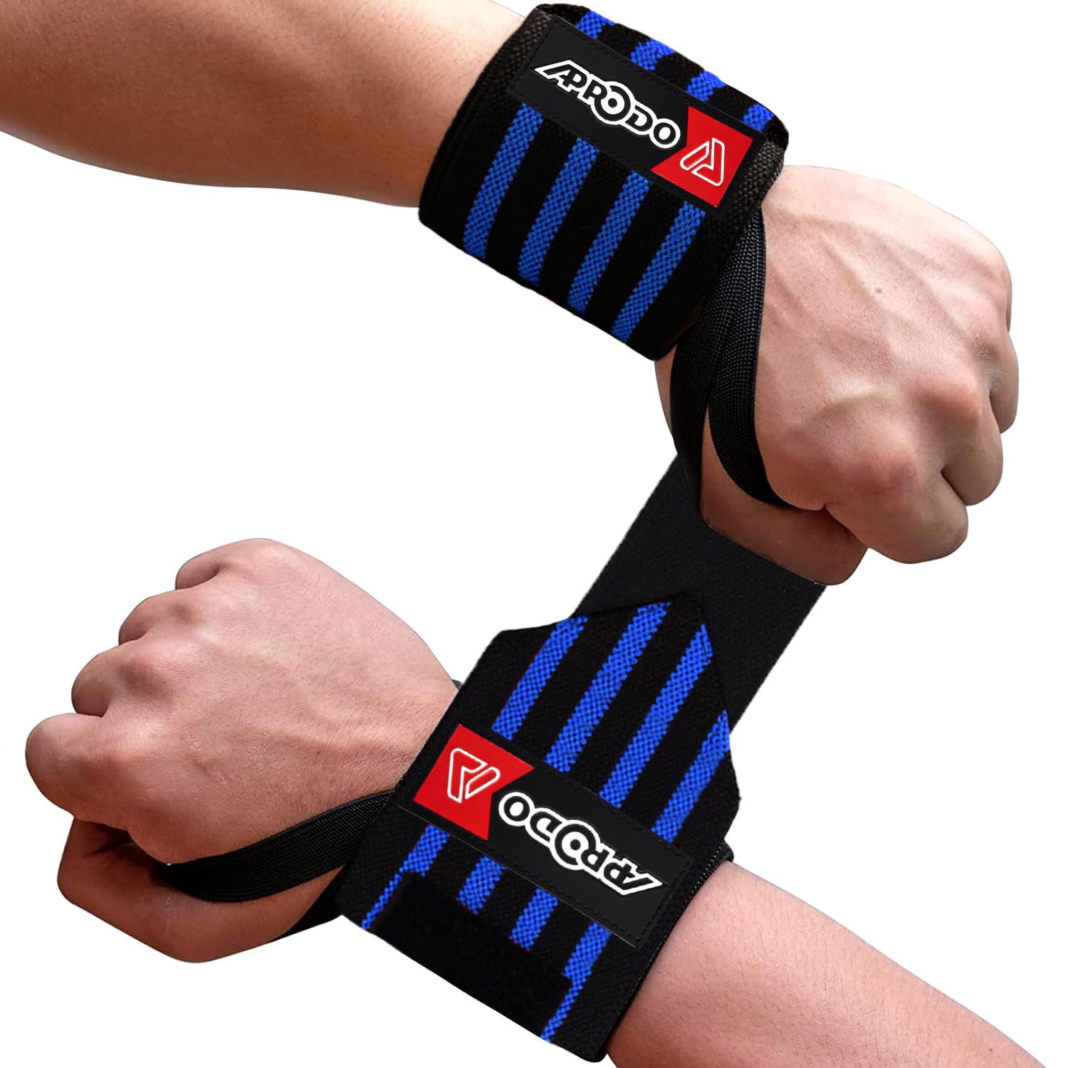 Aprodo Cotton Wrist Wraps with Thumb Loops - for Men & Women One Size Fits All (Black Blue)-image-17