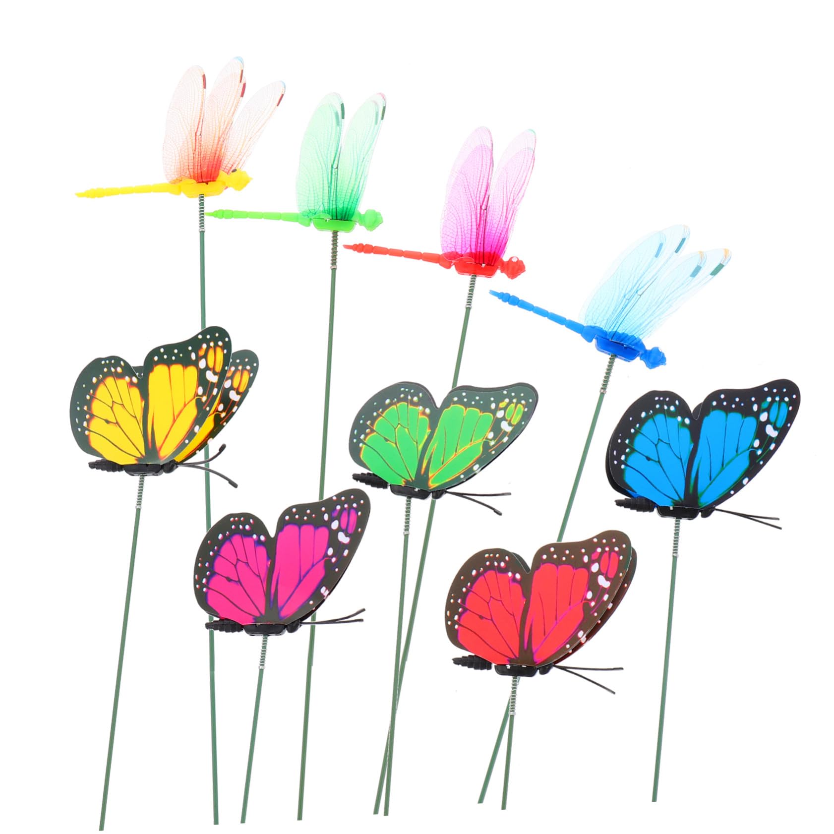 48pcs Piquets Libellule en PVC pour Décoration Extérieure Ailes Mobiles, pour Jardin et Plantes en Pot Couleur Aléatoire