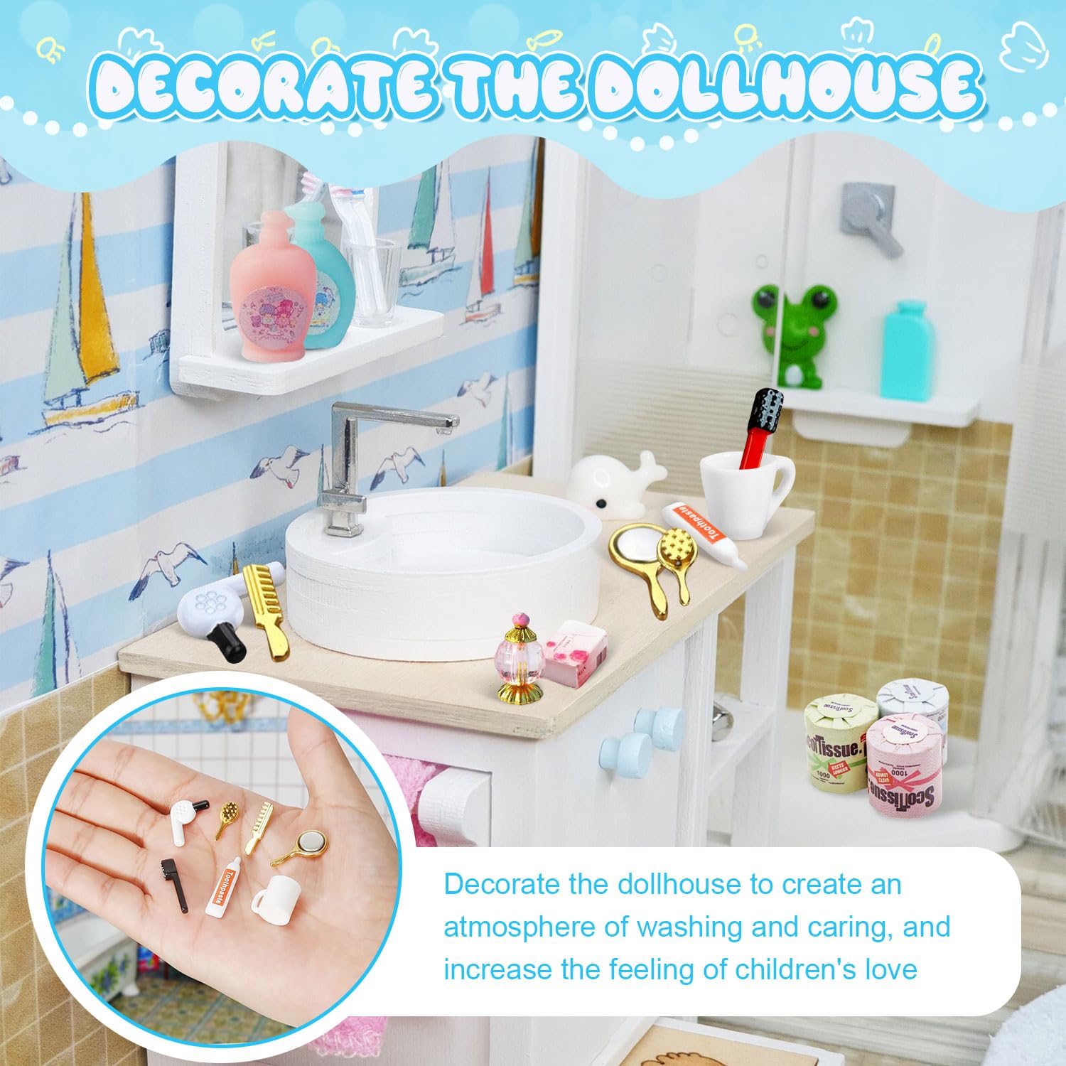 Set De 15 Accessoires Salle De Bain Miniature Pour Maison De Poupée - Échelle 1/6 Et 1/12