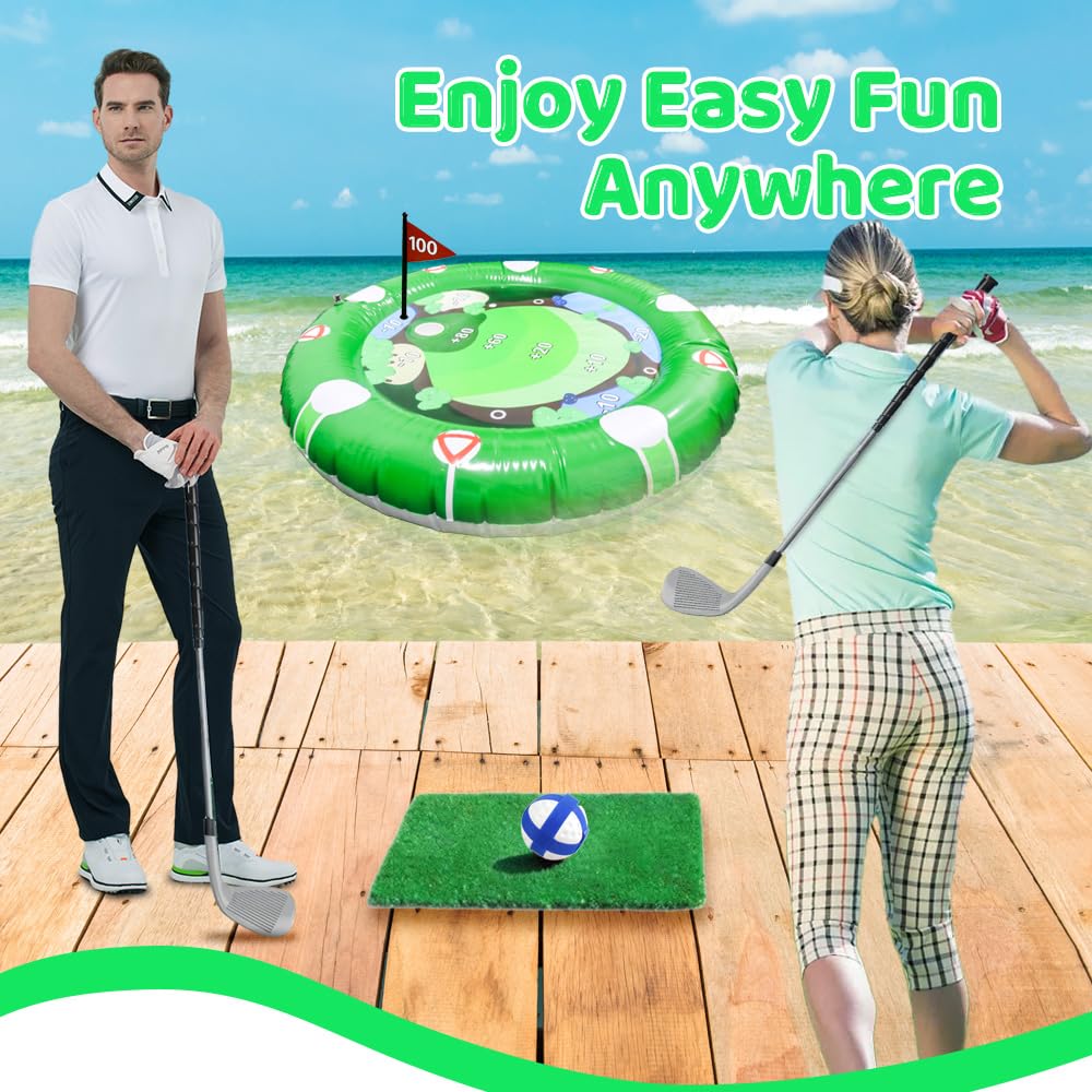 Giocattolo gonfiabile per piscina da golf, set di allenamento con 1 mazza da golf e 6 palline, giochi d'acqua galleggianti, per adulti e famiglie