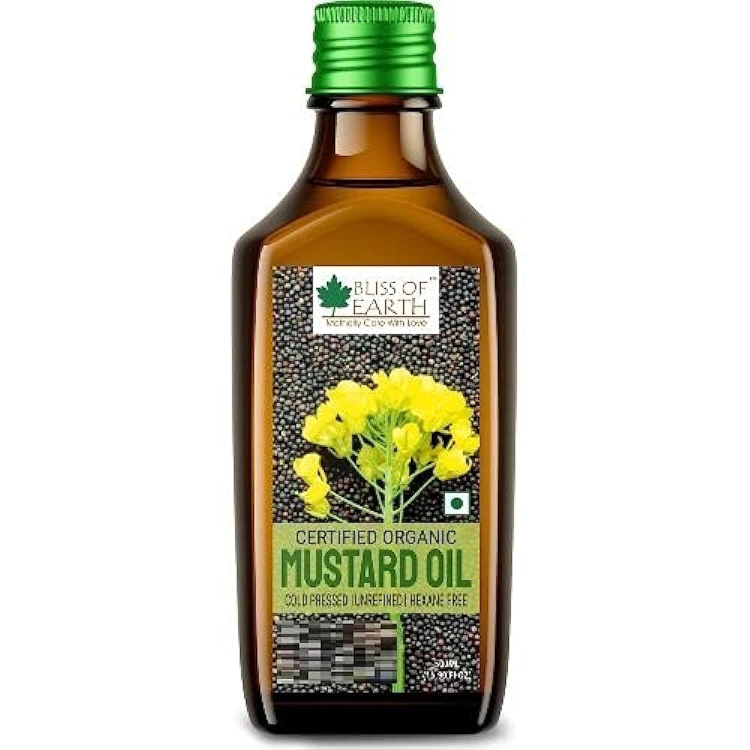 Bliss of Earth 500ML Certified Organic Mustard Oil For Cooking & Hair, Cold Pressed, Hexane Free (Pet bottle)