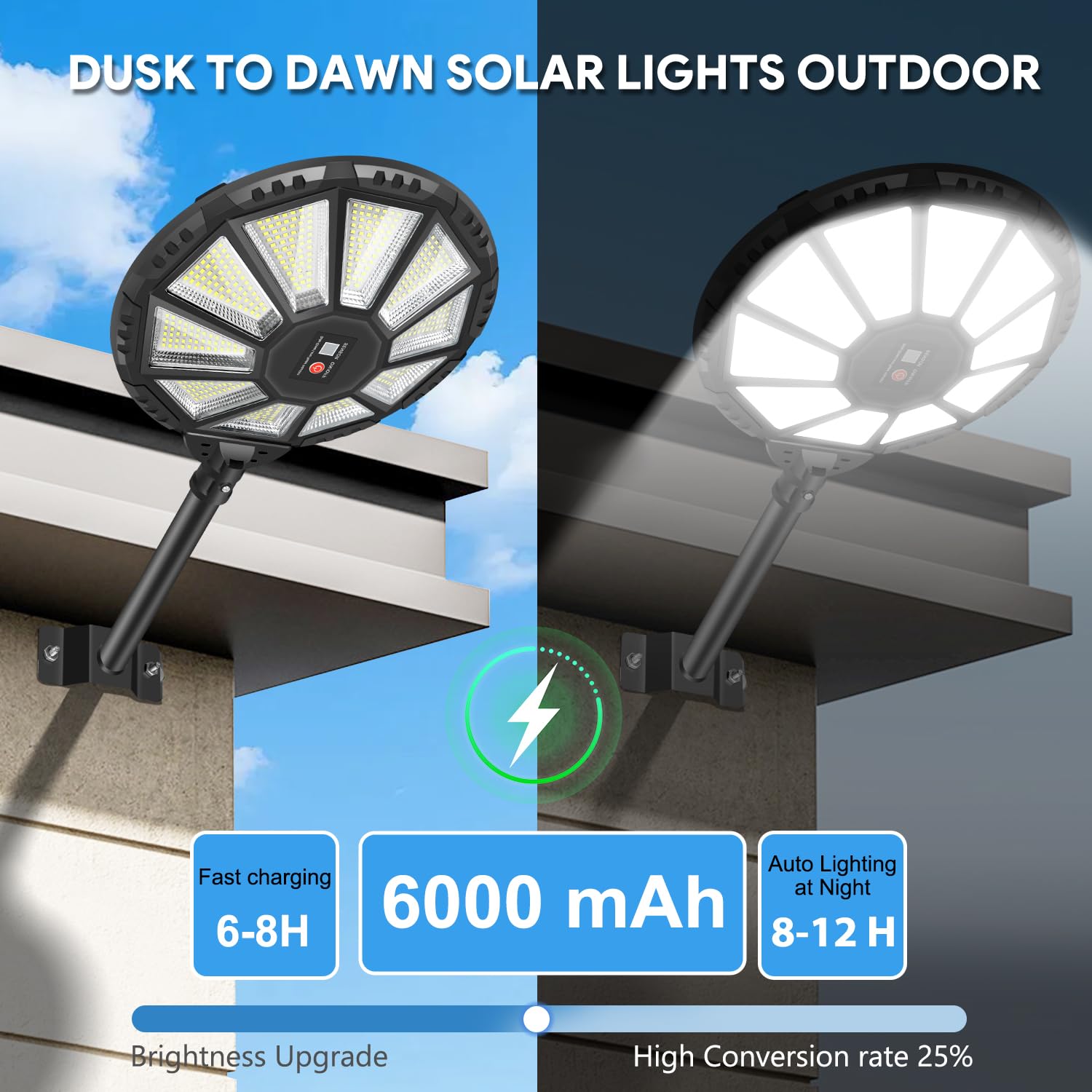 Solarlampen für Außen mit Bewegungsmelder, 590 LED Solar Straßenlaterne mit Fernbedienung, 6500K 360°-Weitwinkelbeleuchtung IP66 wasserdicht für Straßen Garagen Parkplätze（4 Stück）