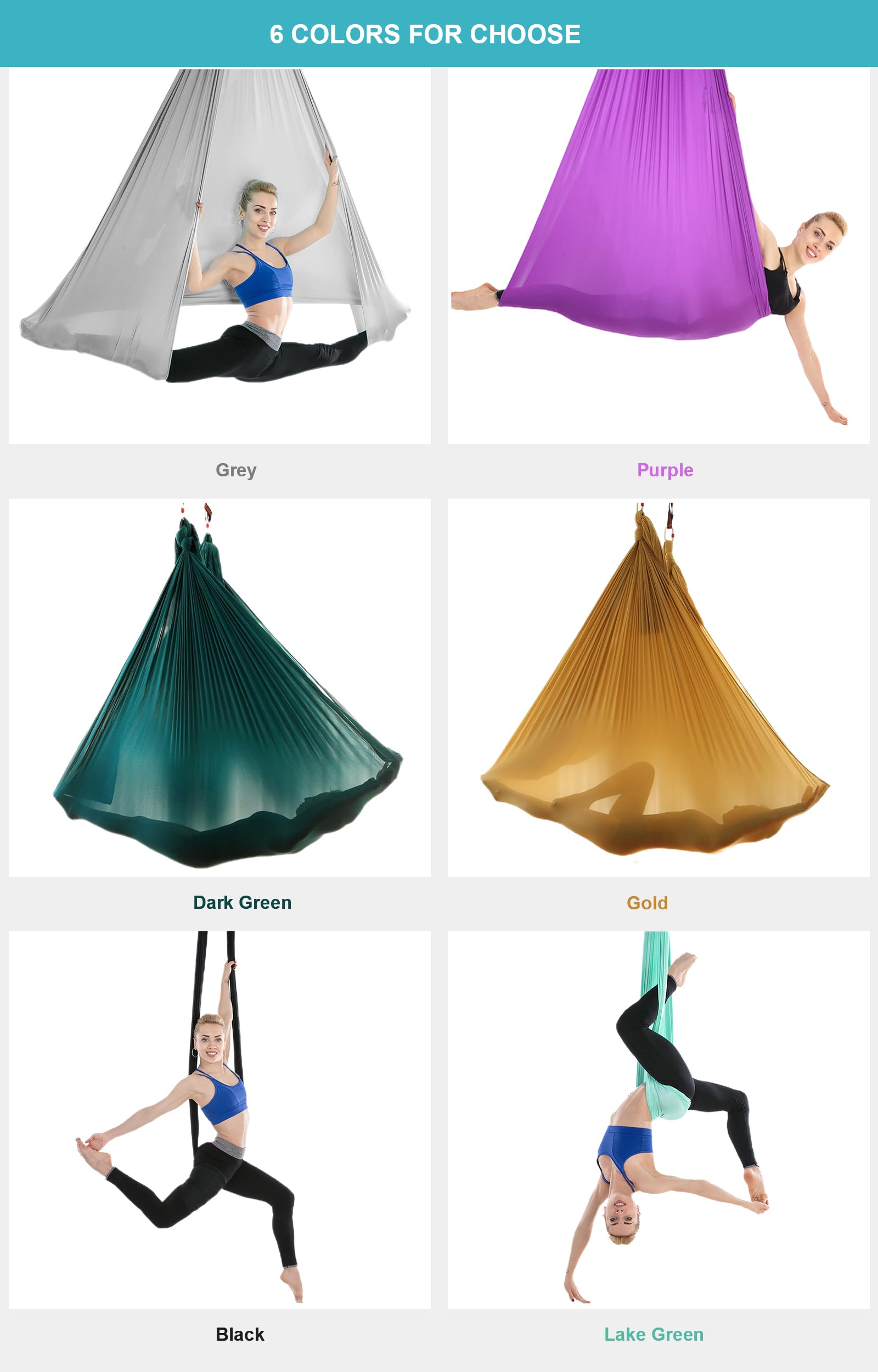 Yoga Set para Adultos, Accesorios de Yoga, Carga de 500kg, Incluye Hardware de Instalación Completo