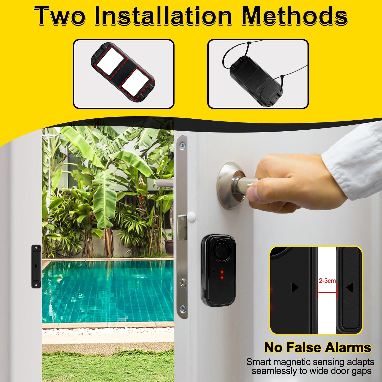 NineLeaf Türalarm, Türalarm mit Fernbedienung, Fensteralarm,2-in-1 Alarm/Türgong,4-stufiger Lautstärkeregler,60m Reichweite,Alarmanlage mit Sirene für Pool,Haus,Geschäft,Garage -2Sensor 3Fernbedienung