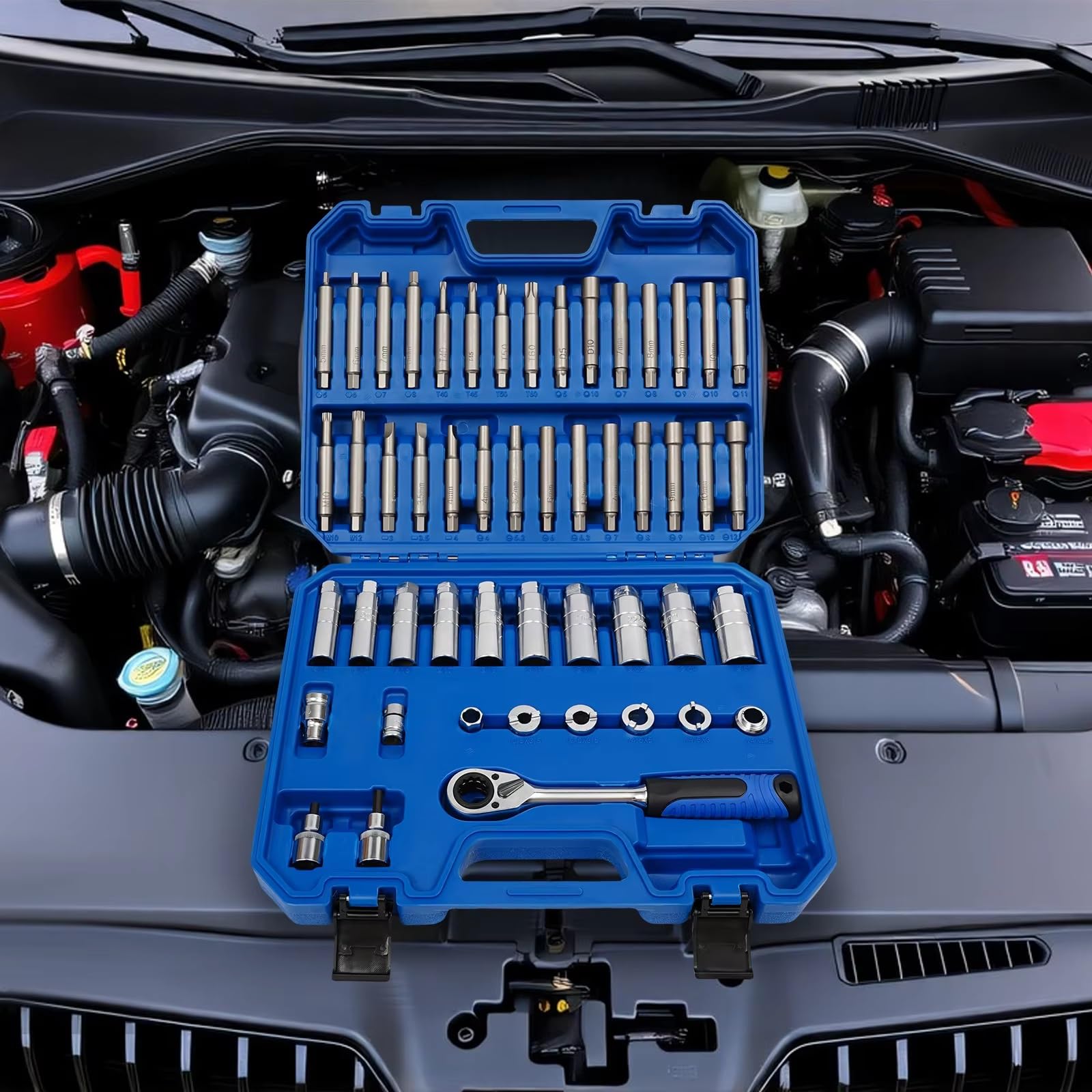 Maletín herramientas multiusos 50 Uds. Herramienta Desmontaje Tuercas Amortiguador Coche Juego Herramientas De Desmontaje De Amortiguador De Coche Para Reparación De Automóviles