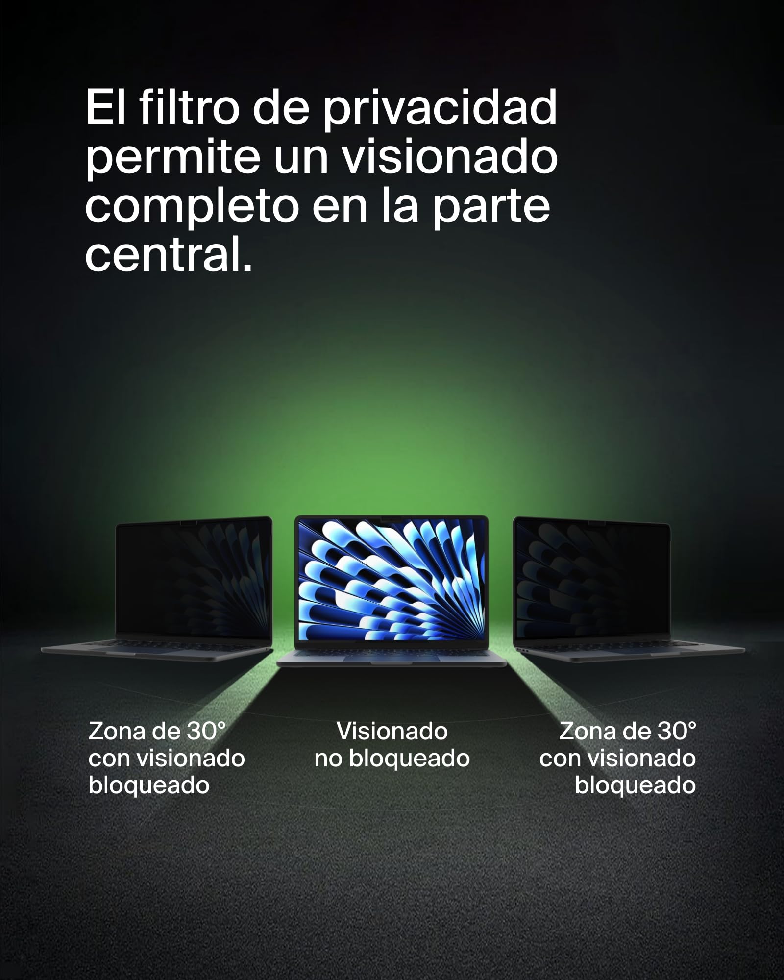 Belkin ScreenForce TruePrivacy protector de pantalla para MacBook Air 13 M2, película antirreflejo, grado 2H de dureza, filtro de privacidad, adhesivo de silicio para instalación y extracción fáciles