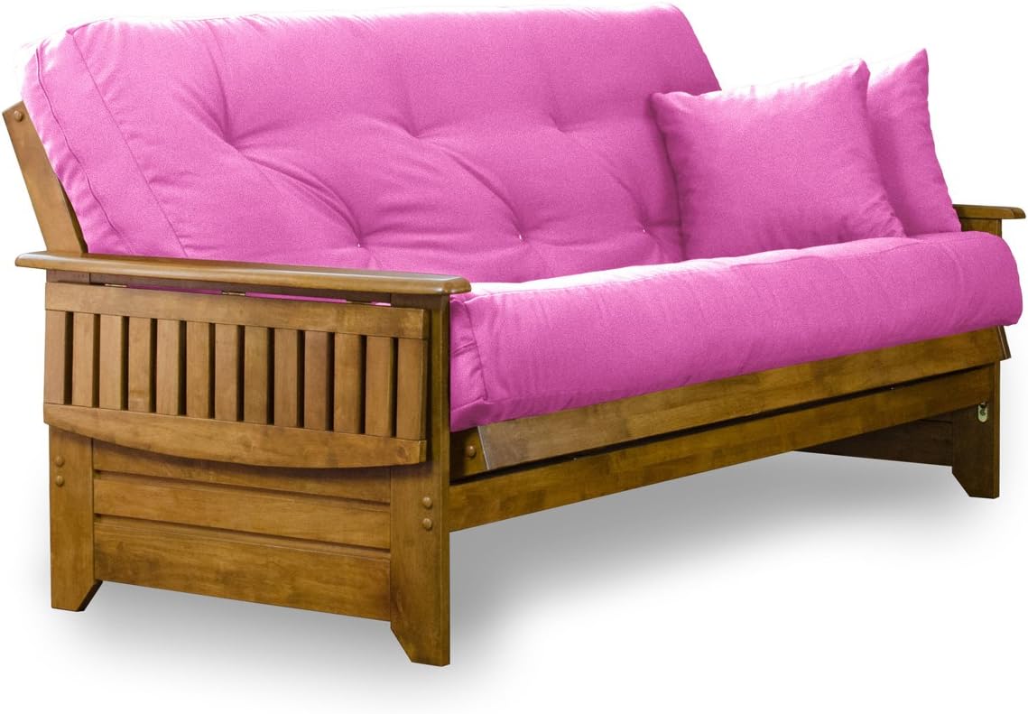 Nirvana Futons Brentwood Tray Arm Queen Size Wood Futon Frame - Heritage Finish