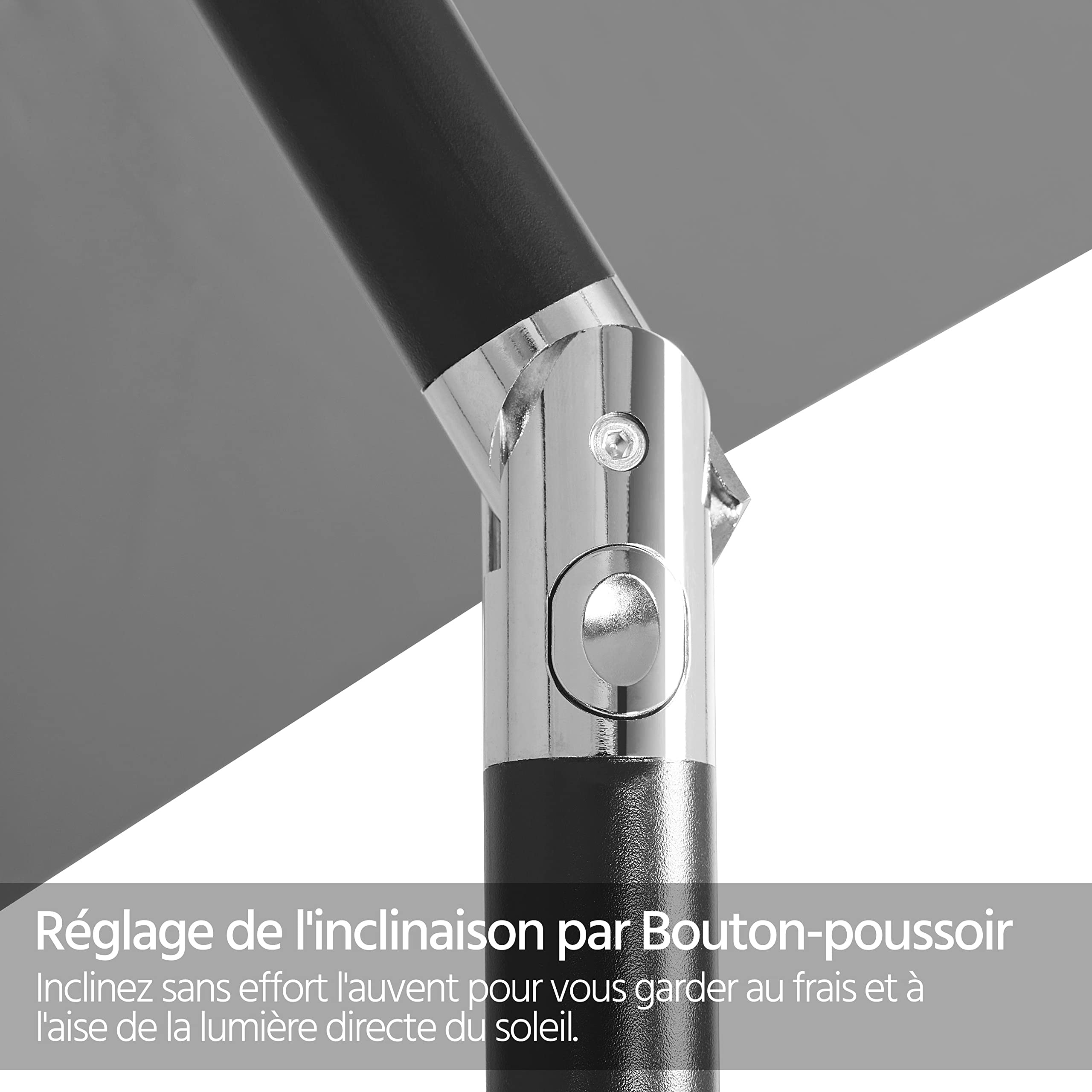 Yaheetech Parasol de Jardin Extérieur Parasol Inclinable 230cm/270cm/327cm avec 6 Baleines Cadre en Métal Protection Solaire pour Jardin Terrasse Patio Piscine Plage Balcon 230 cm Gris