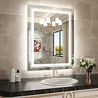Vista 144 de WTTY LED Bathroom Mirror 32"x32" with Backlit and Front Light,Stepless Dimmable LED Mirror for Bathroom,Anti-Fog Lighted Bathroom Vanity Mirror