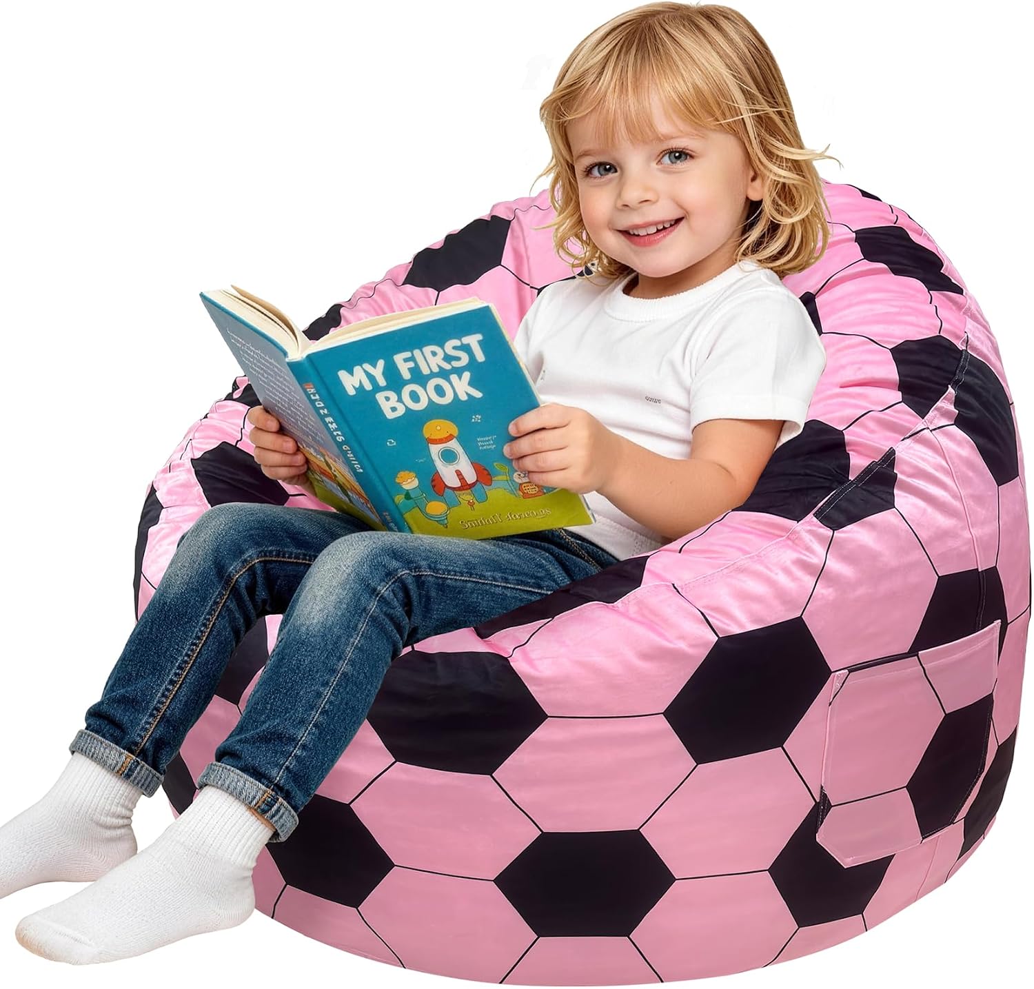 Dinosaur Bean Bag Chair for Kids, High-Back Floor Lounger with Memory Foam Filling and Removable Machine-Washable Velvet Cover for Bedroom, Living Room, Reading and Gaming, 28 Inch