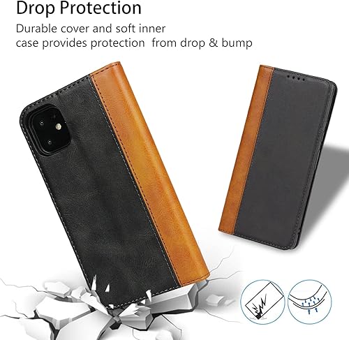 Miniatura 5 de Havaya Funda de cuero para iPhone 11 Funda tipo cartera para iPhone 11, funda con tarjetero con tapa y tapa de cuero genuino con ranuras para