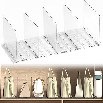 Acrylic Clear Closet Shelf Divider,Clear Shelf Divider for Closets, Clear Shelf Dividers, Adjustable Shelf Dividers,for Clothes Purses Separators Organization