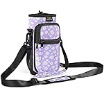 Nuovoware Water Bottle Carrier Bag, 25oz/32oz Bottle Pouch Holder, Adjustable Shoulder Hand Strap 2 Pocket Sling Neoprene Sleeve Sports Accessories for Hiking Travelling Camping, PurpleDaisy