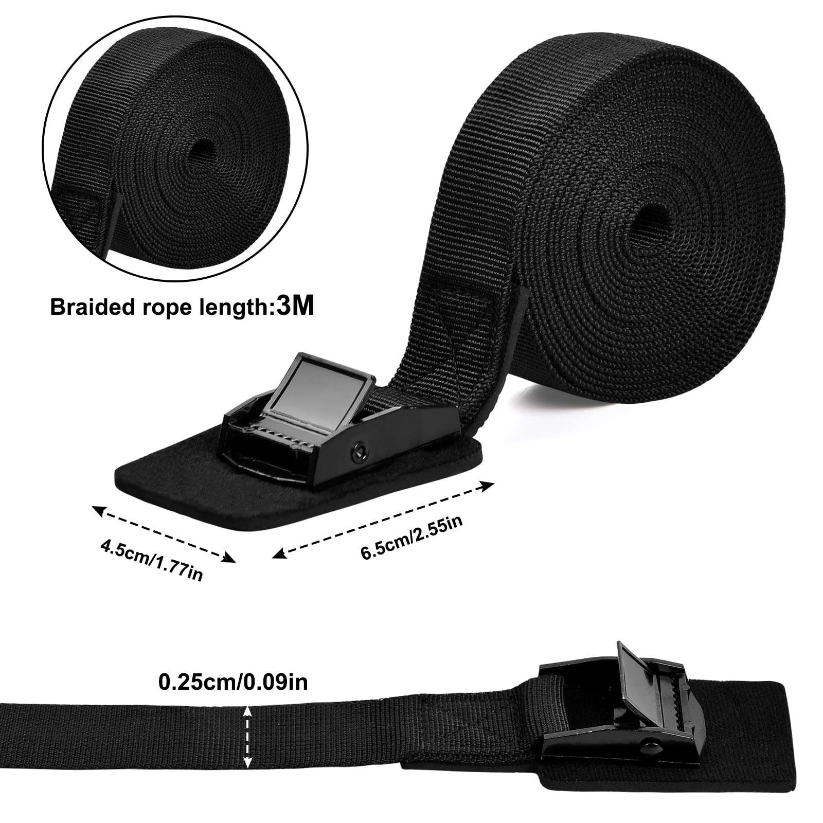 Cinghie Per Ruote Auto Professionali | 2 Pezzi Da 50mm X 2.5m | Portata 5000kg | Con Cricchetto E Ganci A J - Foto 3