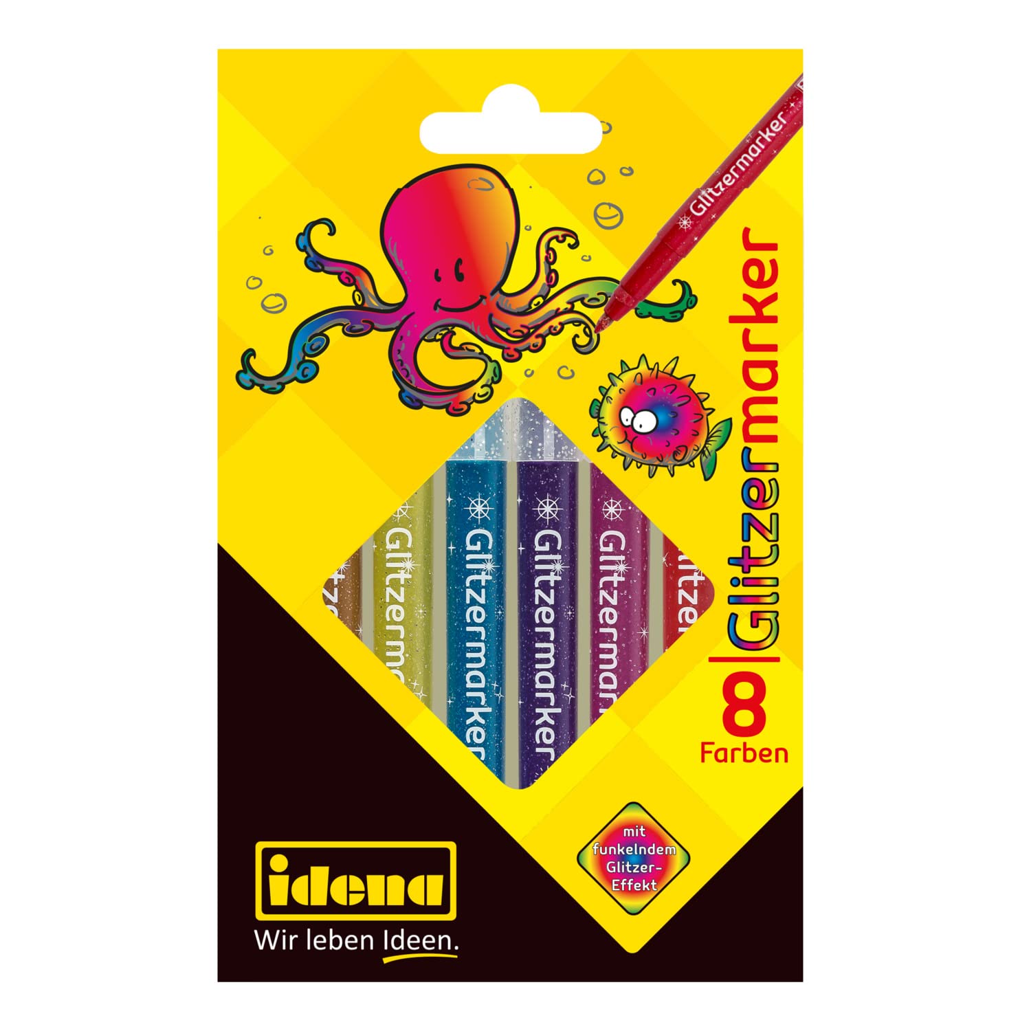 Idena 60053 Glitter Markers Pack of 8 Assorted Colours