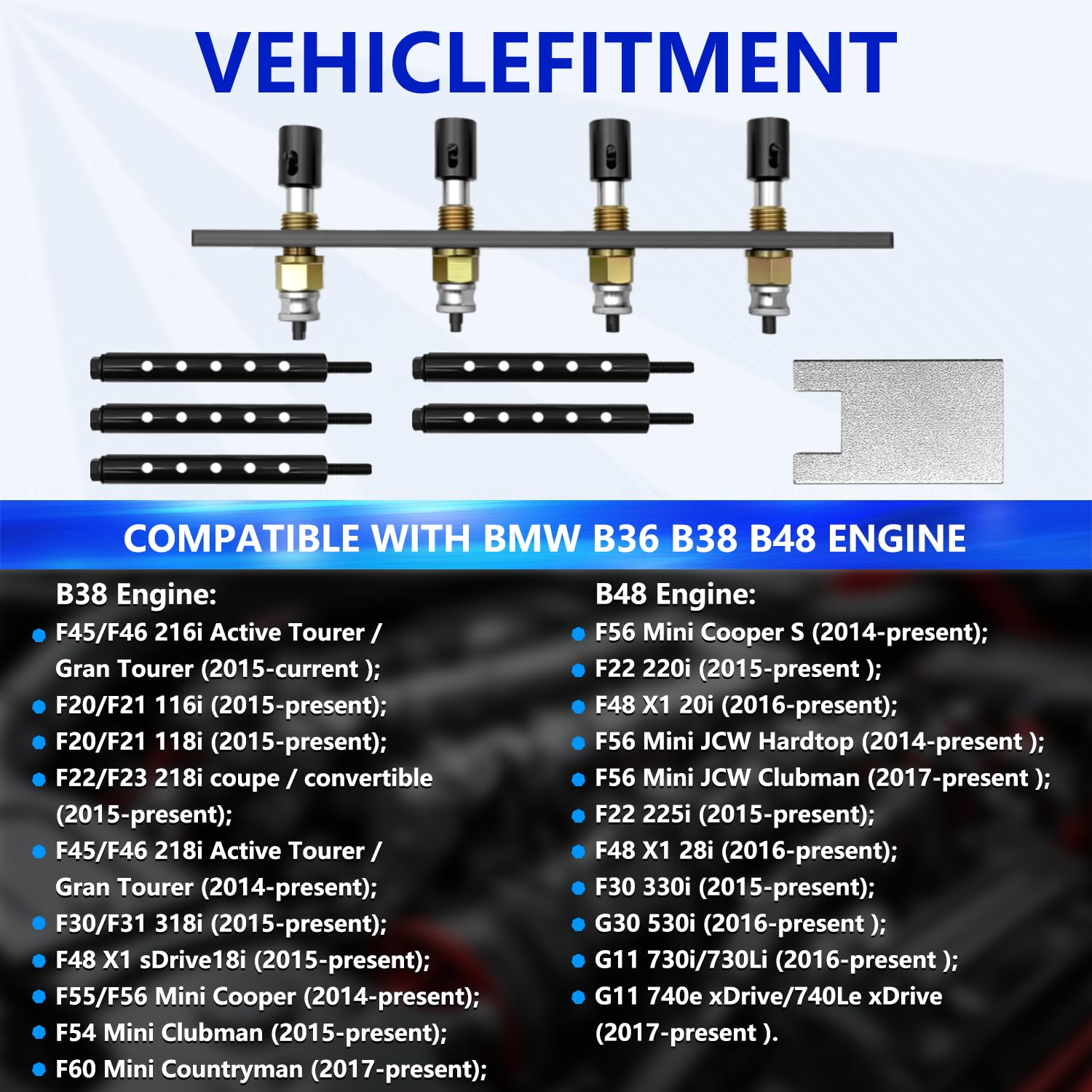 ZKTOOL Kit di attrezzi per la rimozione dell'iniettore di carburante adatto per motori BMW B36 B38 B48, 83 30 2 385 417.