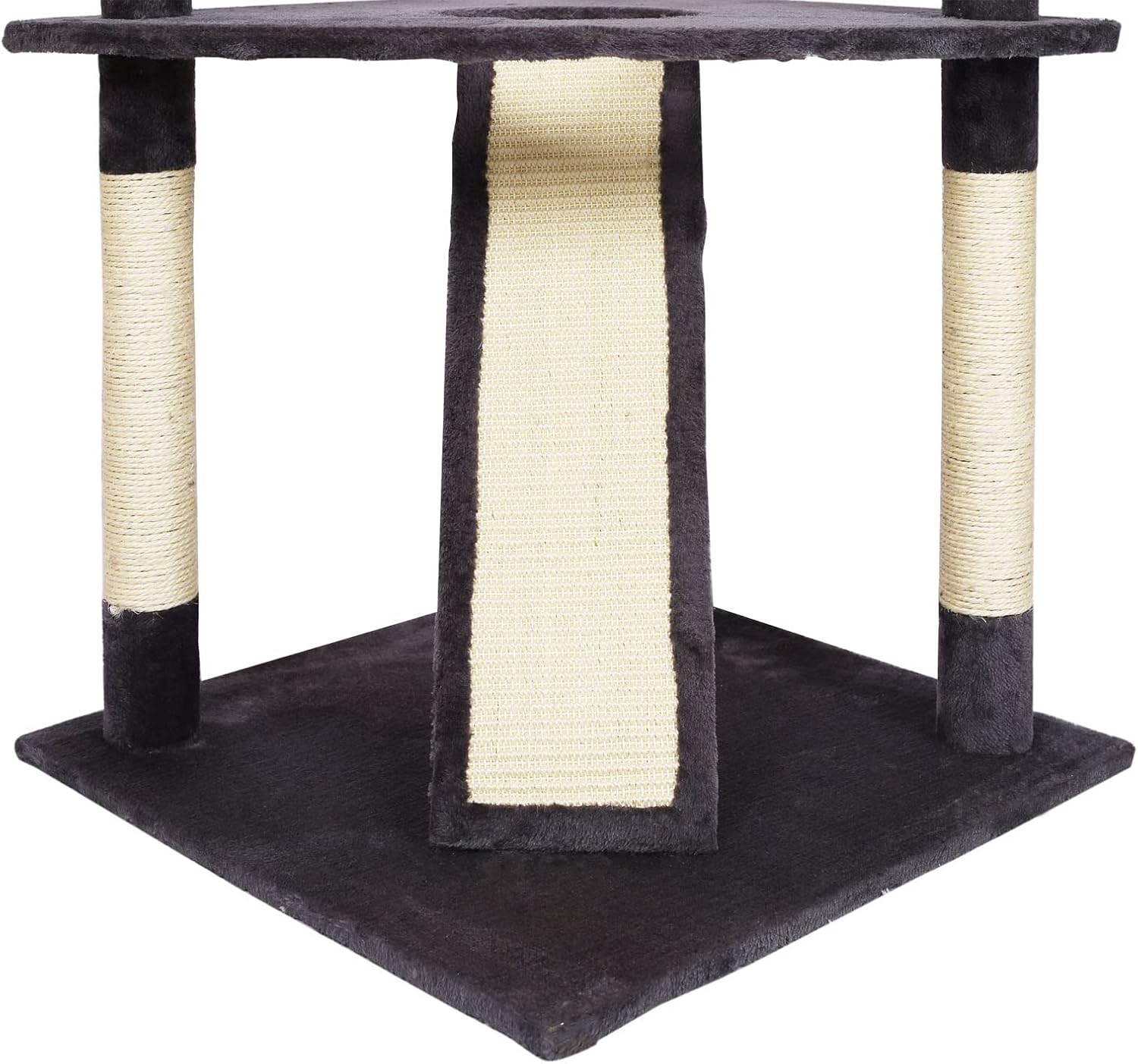 Top platforms of WilTec Cat Tree with play ball