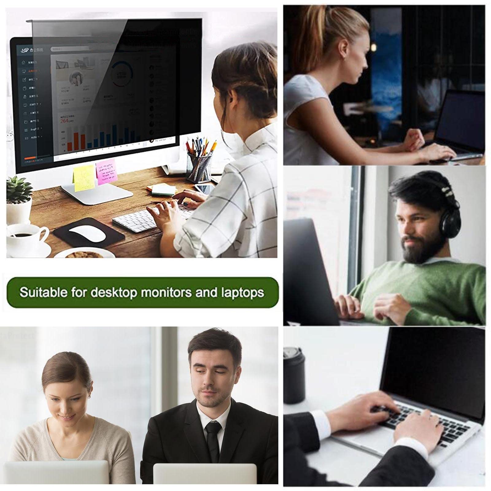 LIGUOYI Colgando Filtro De Privacidad, Protector De Pantalla para Monitor Ancha De Ordenador, Filtro De Pantalla con Antimicrobiano, Antirreflectante UV Y Antis Luz Azul, Antis-arañazos