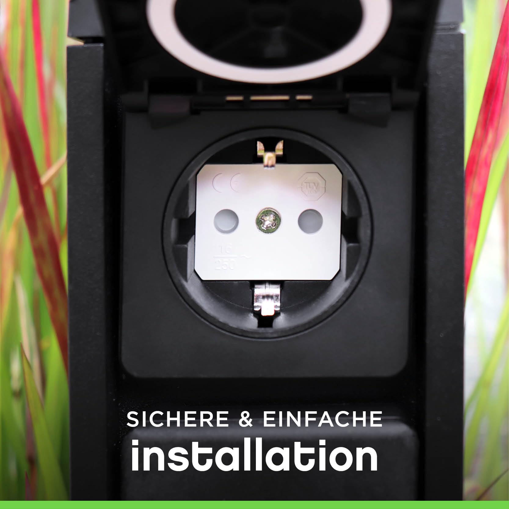 LUTEC Außensteckdose Mains 2-Fach Stromverteiler in Schwarz, IP54 wetterfest, 3500 Watt, eckig,‎8x8x31 cm, Steckdosensäule, Mehfachsteckdose, Steckdosenverteiler, Garten Steckdose Aussen