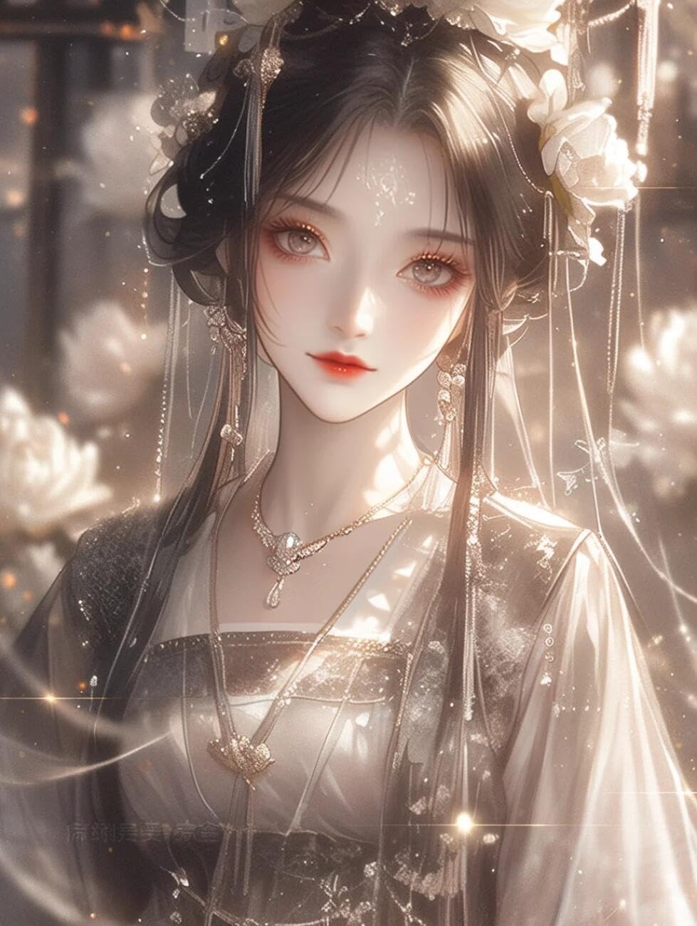 RKFLGEW 14CT Cross Stitching Kit Anime Women and Flowers DIY Cross Stitch Patterns Kits Crafts Needlework Embroidery Set for Home Decor 40x50cm