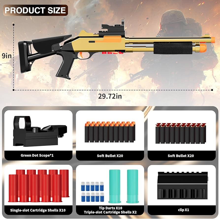 Amazon.com: Soft Bullet Shell Ejecting Shotgun Toy Gun Foam Dart