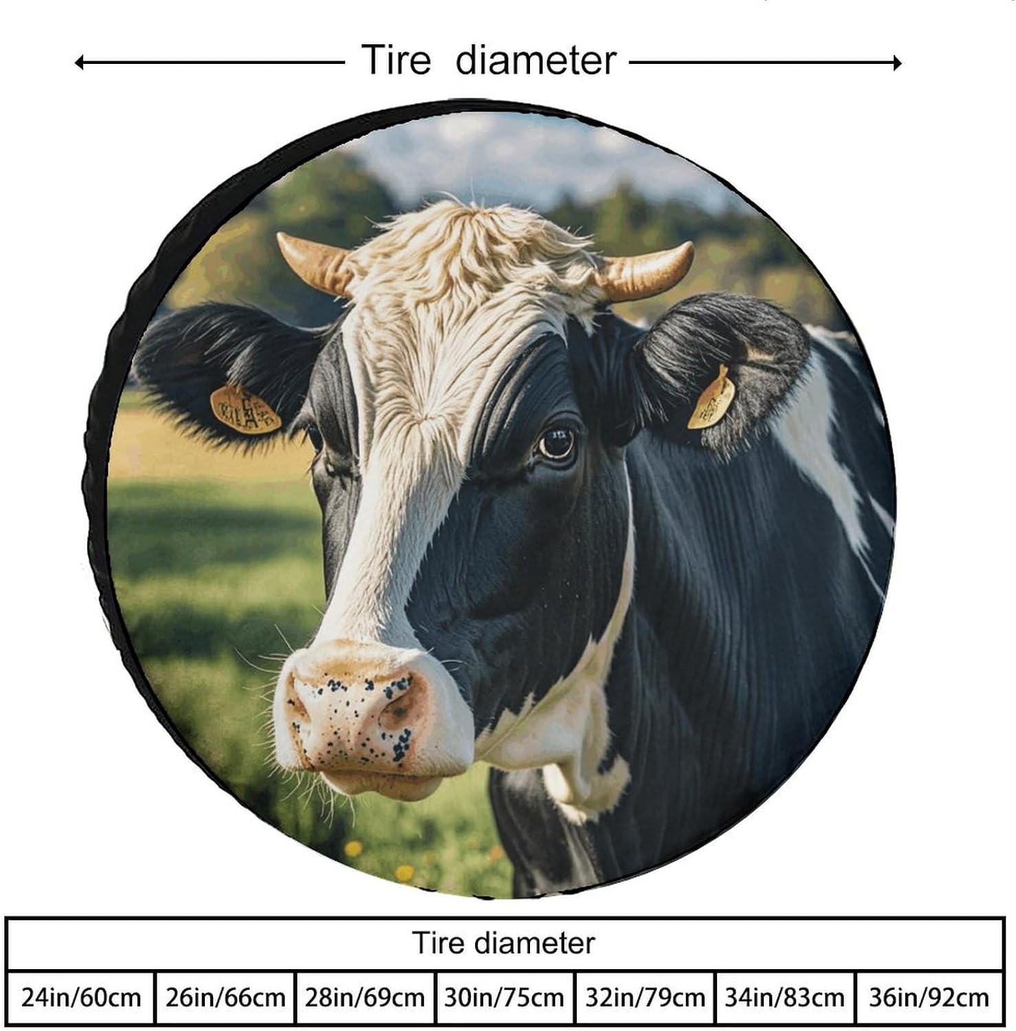 Universal Spare Tire Cover Waterproof Wheel Covers Car Tire Protector Black White Milk Cow Wheel Protector Dustproof Wheels Tires Cover for RV SUV Truck Camper Trailer 32inch