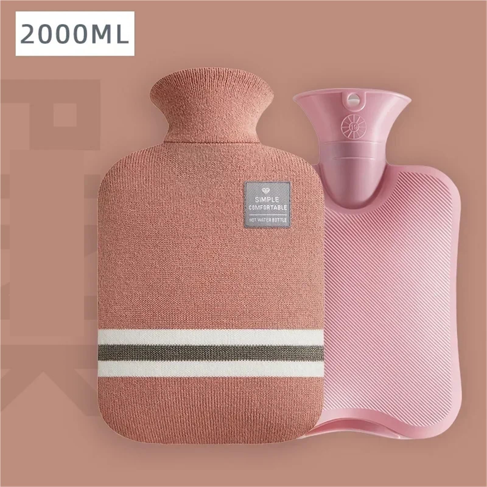 Bolsa de agua caliente for calentar el vientre, las manos y los pies Mantenga a mano la bolsa más para Mujer(1800ML Rose red)