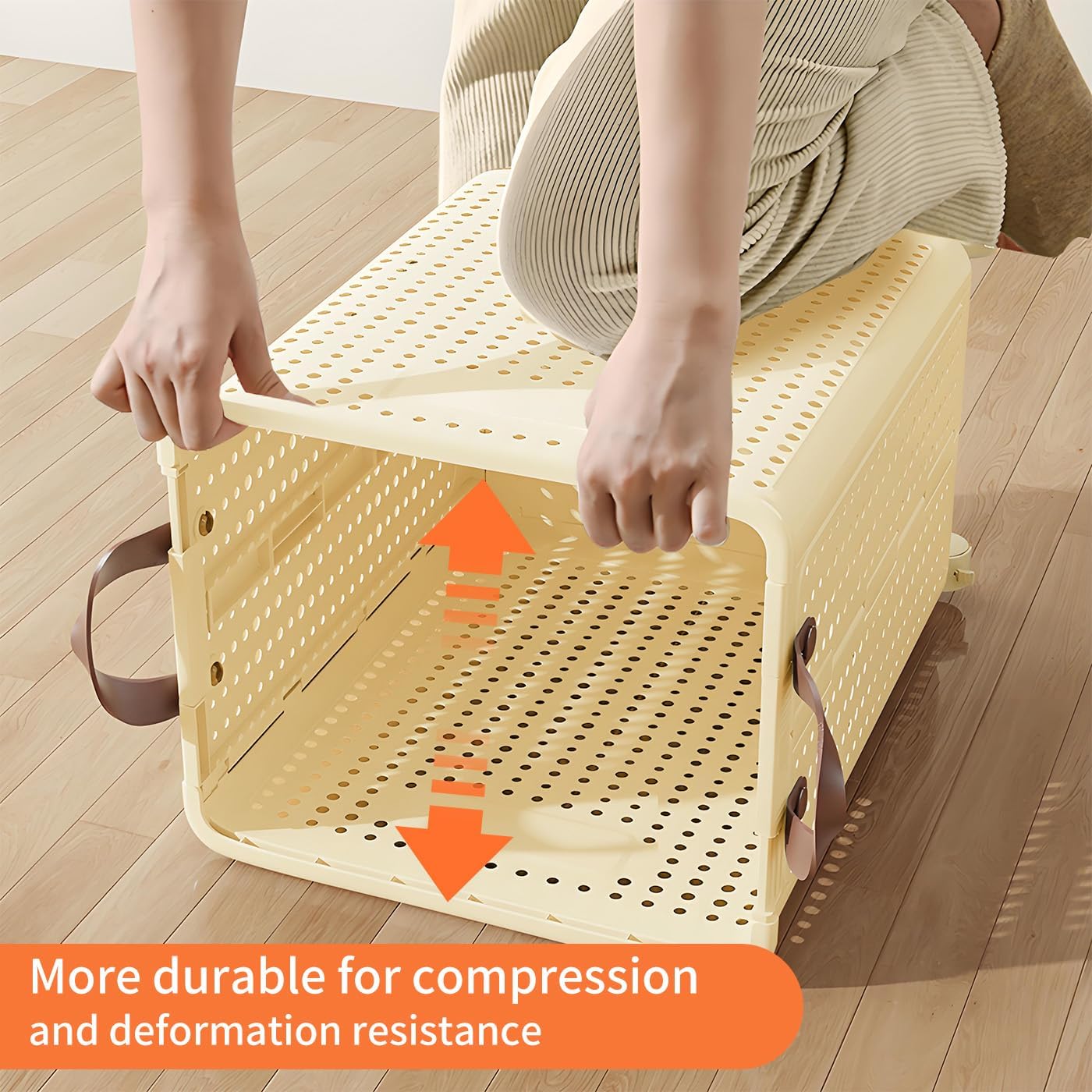 BAOKALER Large Foldable Laundry Hamper with Wheels and Handle, Collapsible Rolling Laundry Basket Plastic, Versatile Portable Storage Basket for Laundry/Bathroom/Dormitory