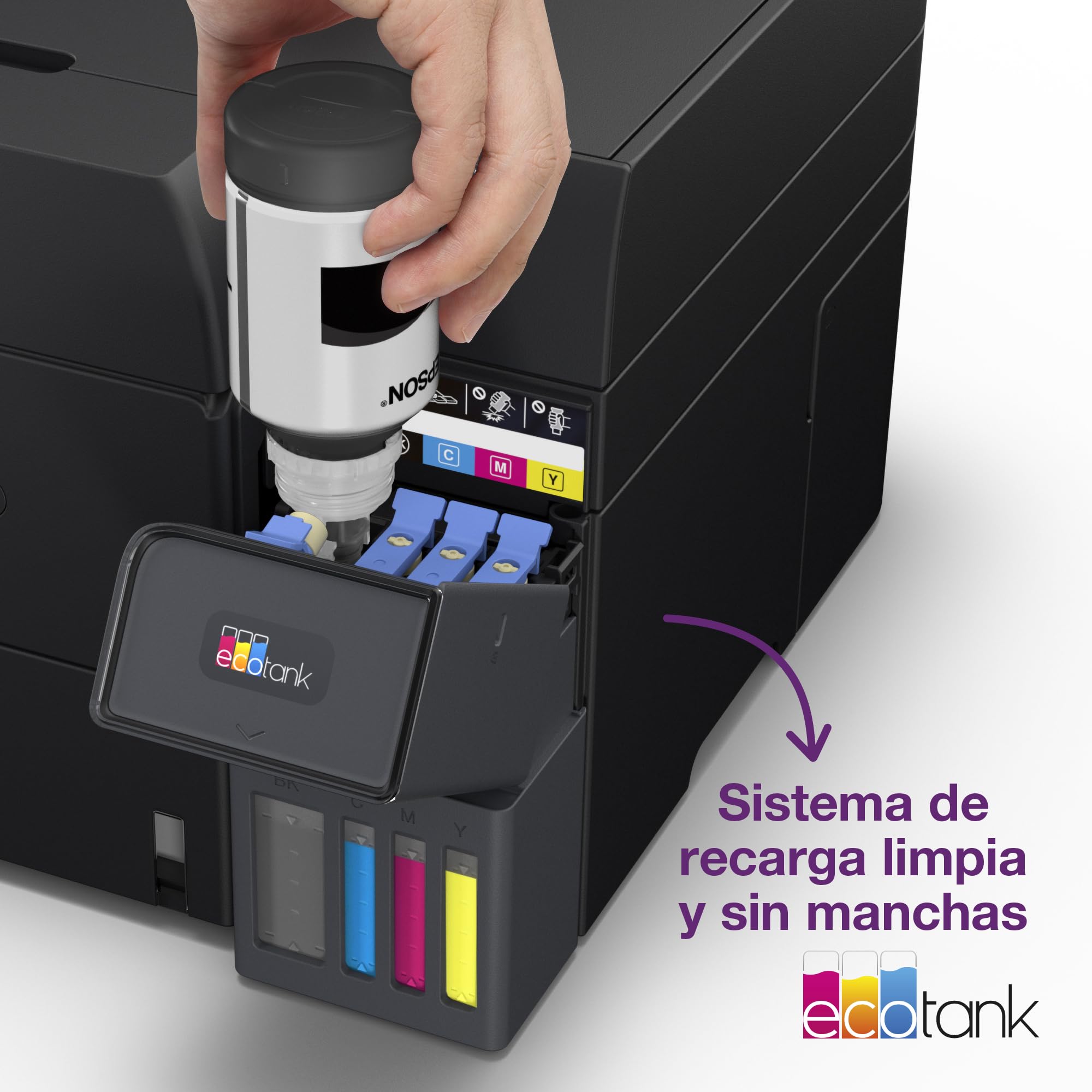 Epson EcoTank ET-4950 Impresora de Depósito de Tinta | Teletrabajo | Wi-Fi, Ethernet | A4 | Doble Cara | Imprime, Copia, Escanea, Fax | Pantalla Táctil 6,1cm | ADF | Tinta Incluida Para 3 Años