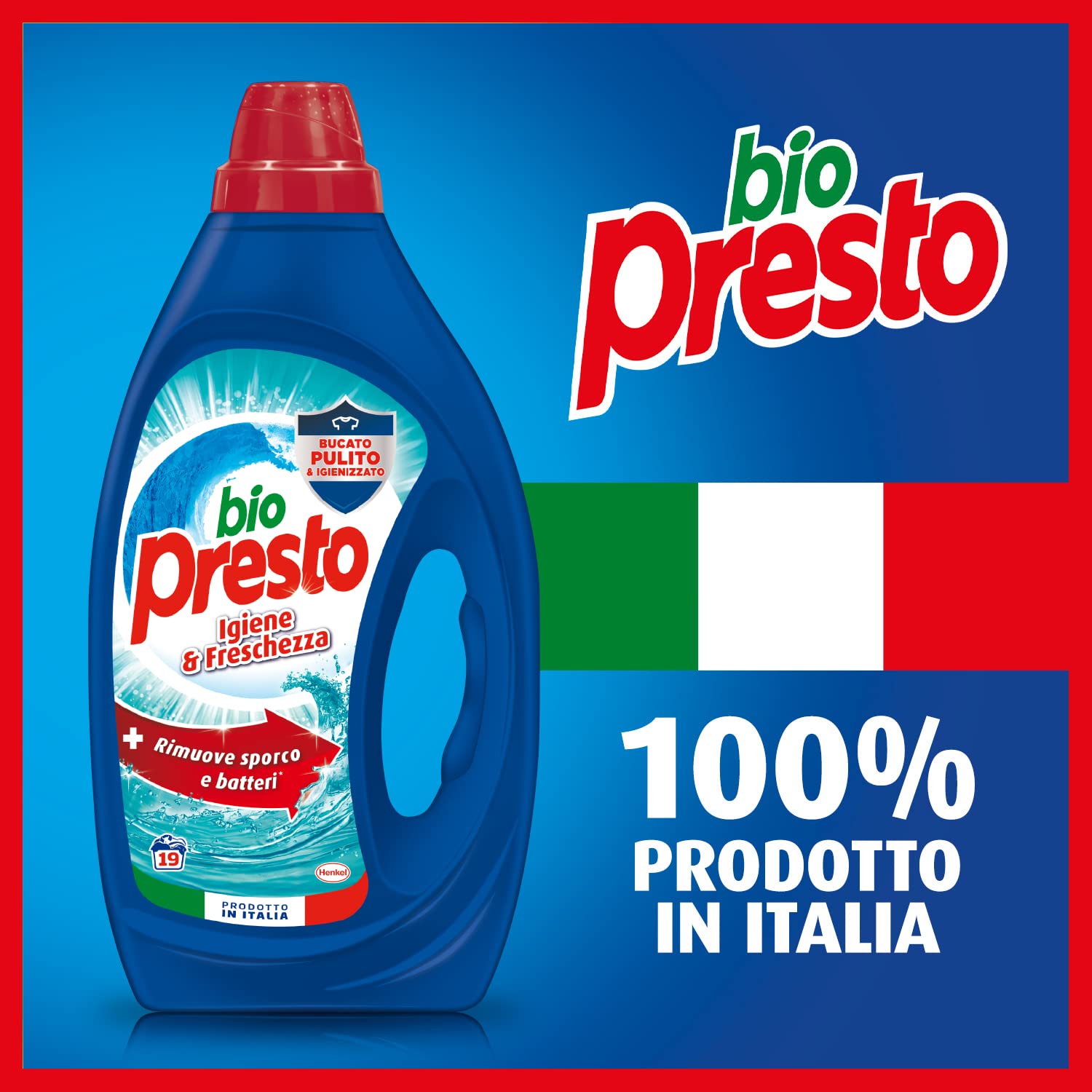 Bio Presto Liquido, Detersivo Lavatrice, Igiene e Freschezza, Confezione Risparmio 6 x 19 Lavaggi, 114 Lavaggi