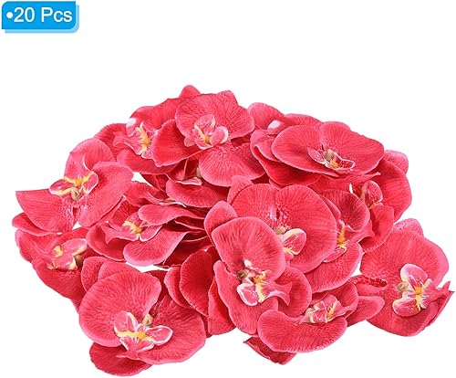 Miniatura 3 de PATIKIL Cabezales de orquídeas artificiales de 3.9 pulgadas, paquete de 20 cabezas de orquídea mariposa falsa de seda para decoración de ramo floral