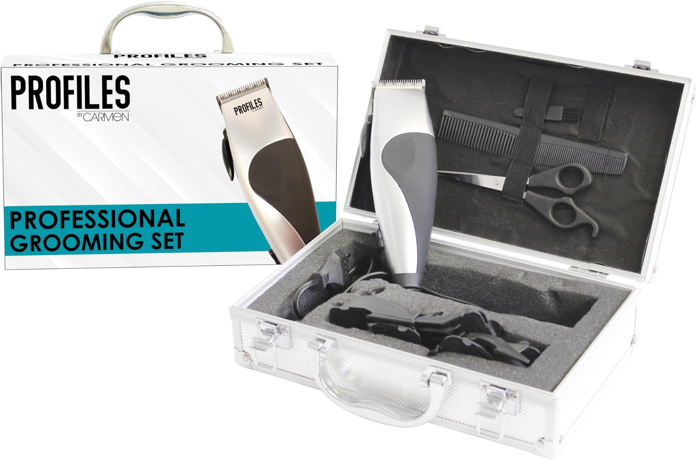 Chromatique Proline Professional Clipper & Cordless Trimmer Set with 8 Attachment Combs and Aluminum Hard Case