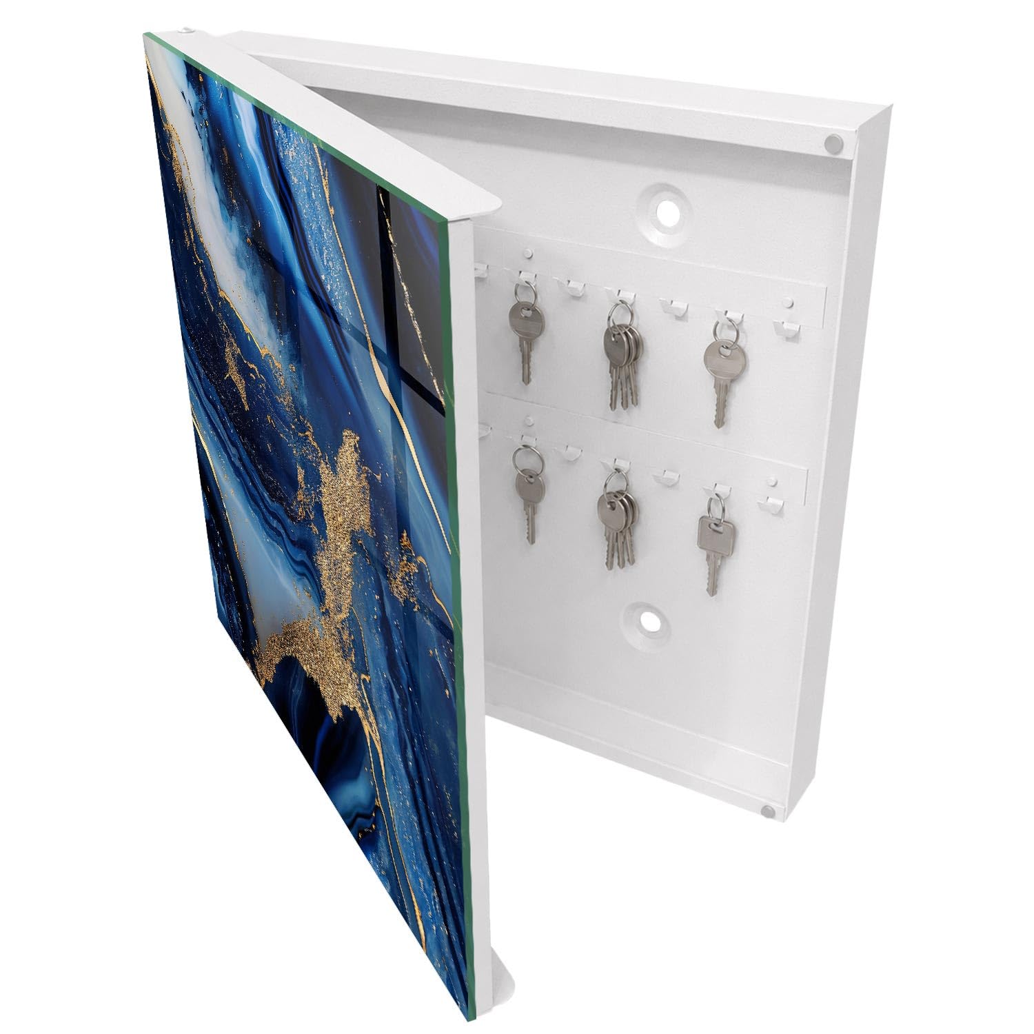 Tulup Armoire à Clés 30x30 cm | Blanc | Porte Gauche | Fixation Murale