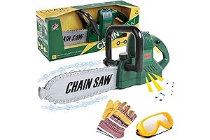 Kids Electric Chainsaw Toy Tool Pretend Play Set with Safety Goggles, Work...