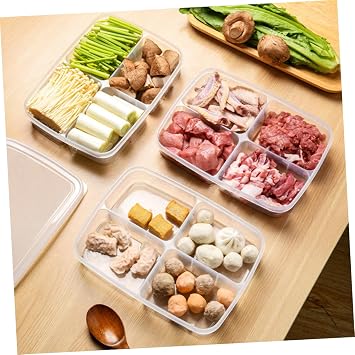 2pcs Compartment Refrigerator Storage Box Ice Box for Freezer Lunchable Container
