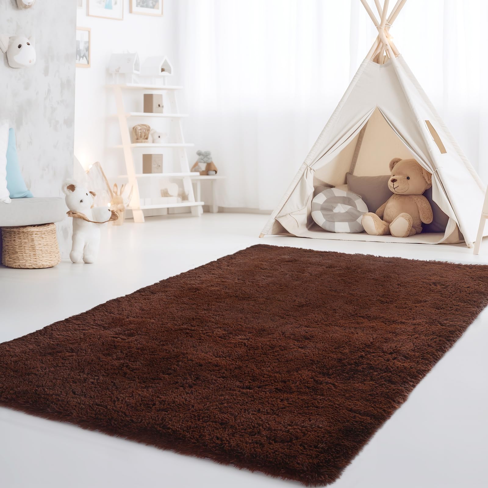 Amazon.com: CRUGZ Brown Area Rug 6x9 Feet, Ultra Soft Chocolate