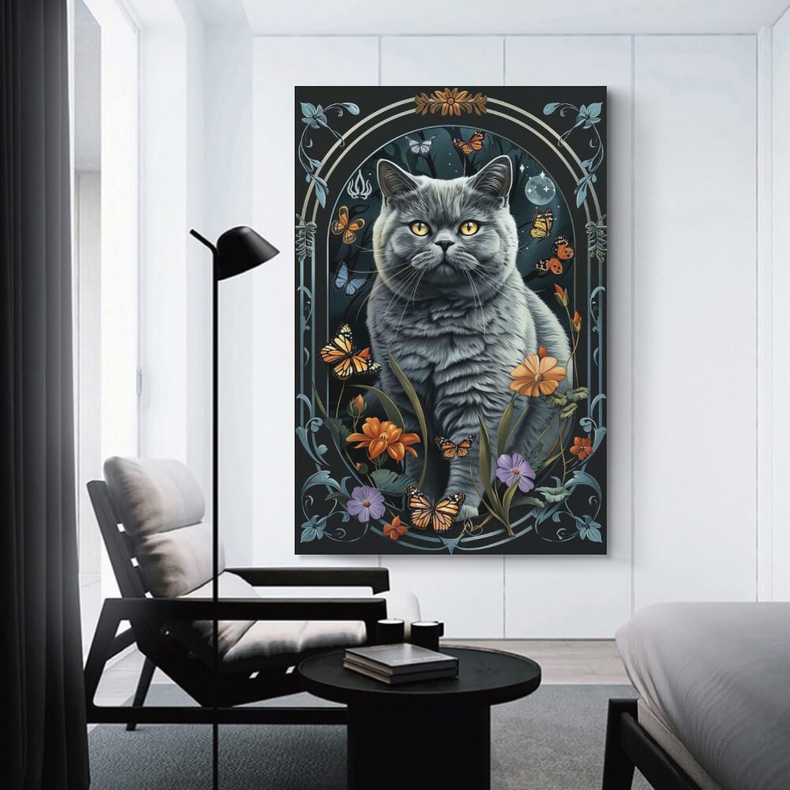 Junmoney Canvas Wall Decor British Shorthair, 24x36inch(60x90cm), for Gallery Wall Decor And Room Displays, An Easy Match for Collected Prints
