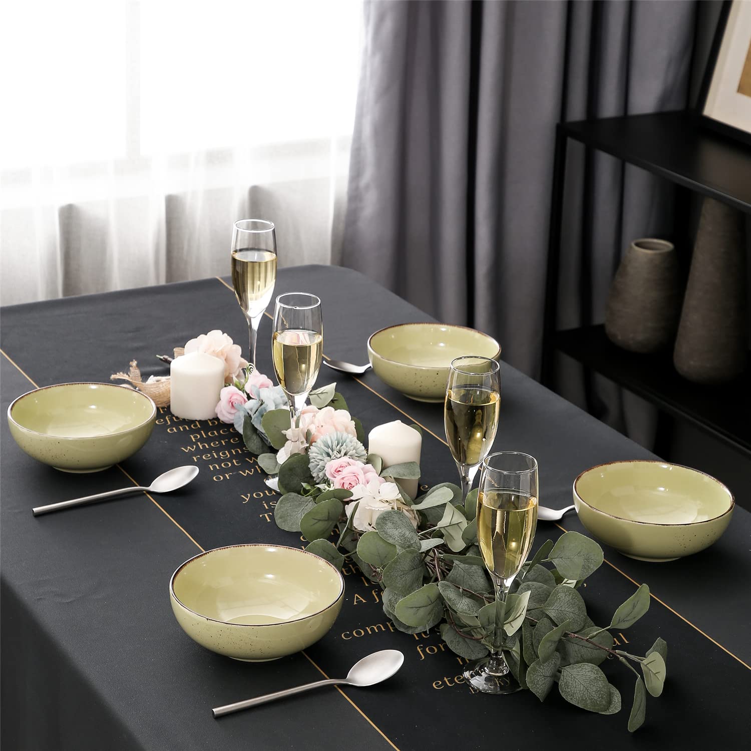 Bunte Keramik-Müslischüssel-Set, 17 cm, Suppe, Nudeln, Dessert, Obst, Nudeln und Servierschalen, 800 ml, 4 Stück