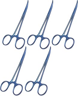 AAProTools 5 Blue Color Mosquito Locking Hemostat Forceps Curved 5