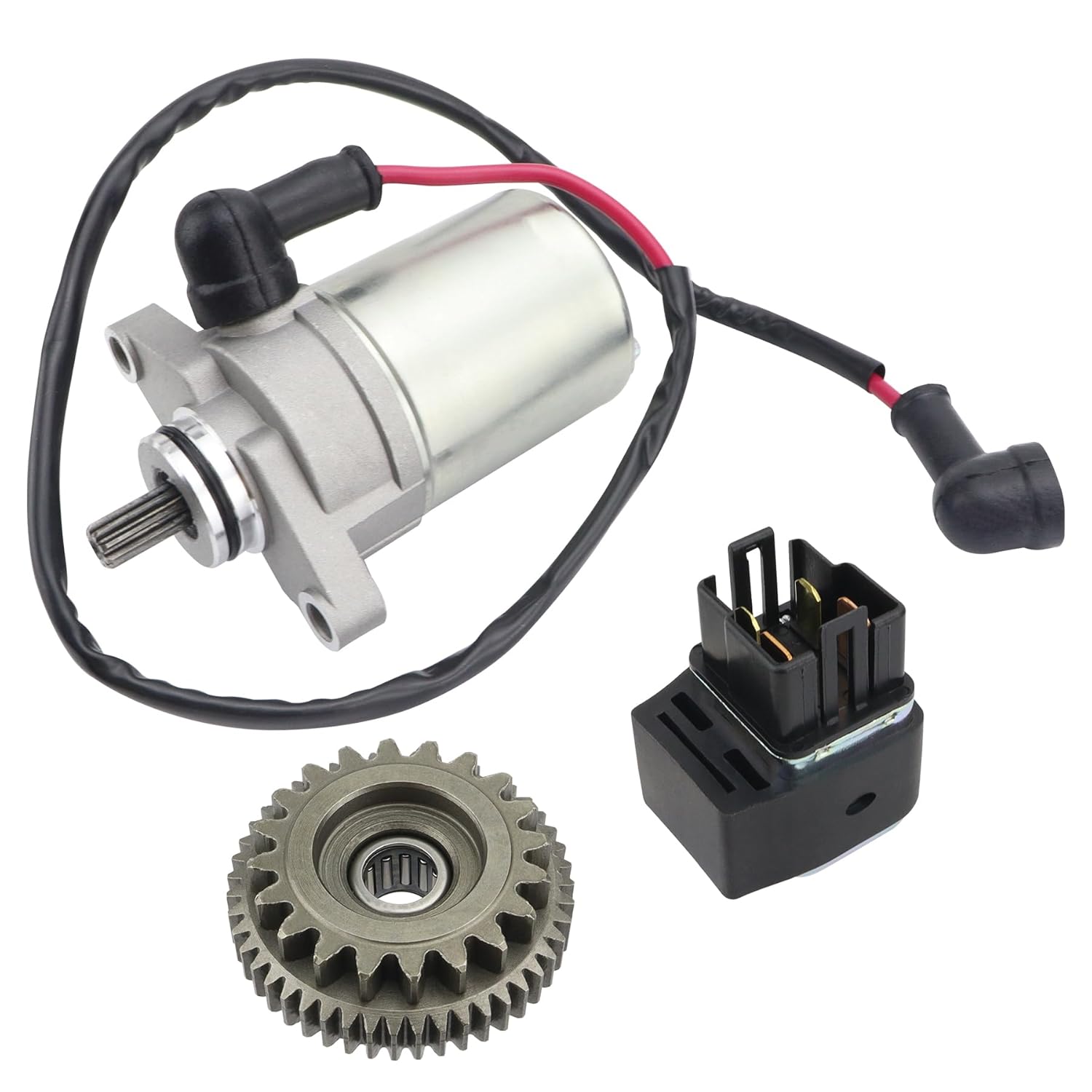 Starter Motor Combo Kit for Polaris Outlaw 50 2008-2019, Predator 50 2007, 0453848, 12V, 25A, Metal