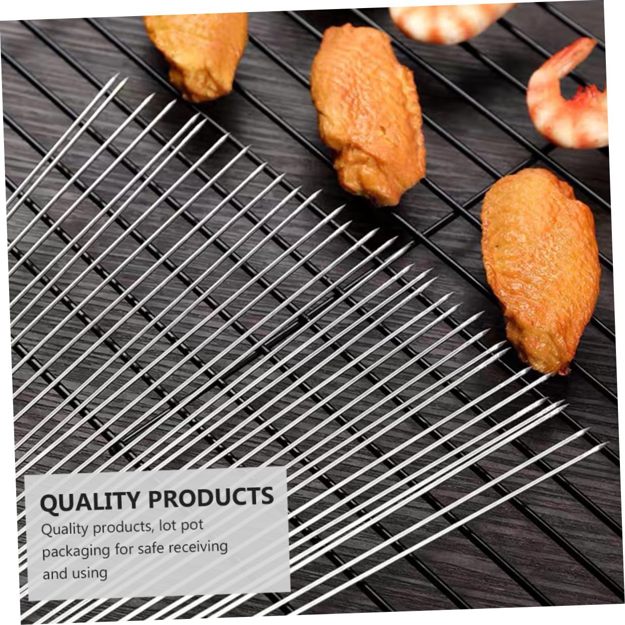 Veemoon 100 Pezzi Spiedini Rotondi in Acciaio Inossidabile 304 da 2Mm X 35Cm Bastoncini per Barbecue Riutilizzabili Resistenti Attrezzi Portatili per Picnic e Grigliate all'Aperto