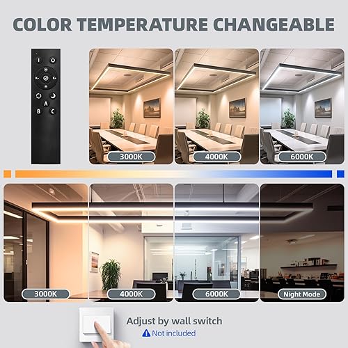 Miniatura 4 de Barrina Juego de luces LED lineales rectangulares de 9 pies x 5 pies con control remoto, conexión sin costuras de 45 W, cambio de color de 3000 K a