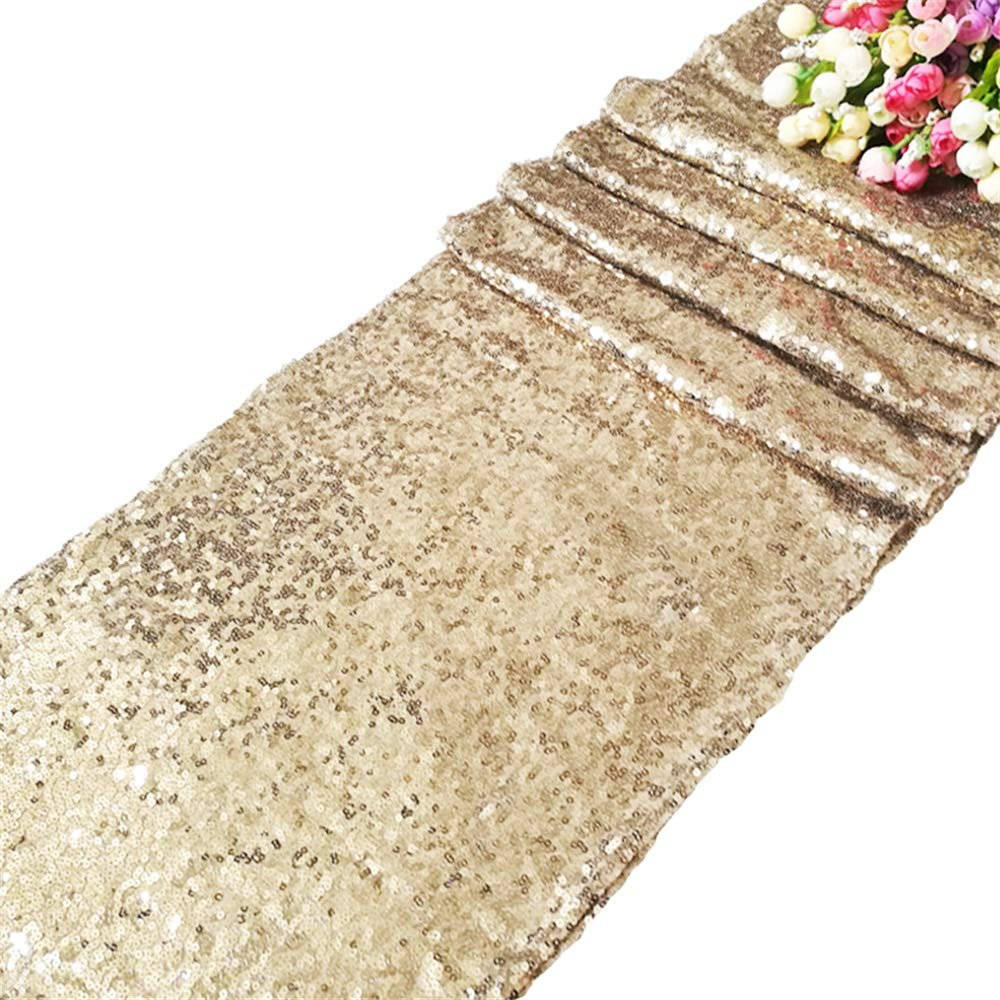 Time To Sparkle Sequin Ivory 10Pcs Glitter Sequin Table Runner 12X108inches Chair Sashes Swags Wedding Party Table Decoration