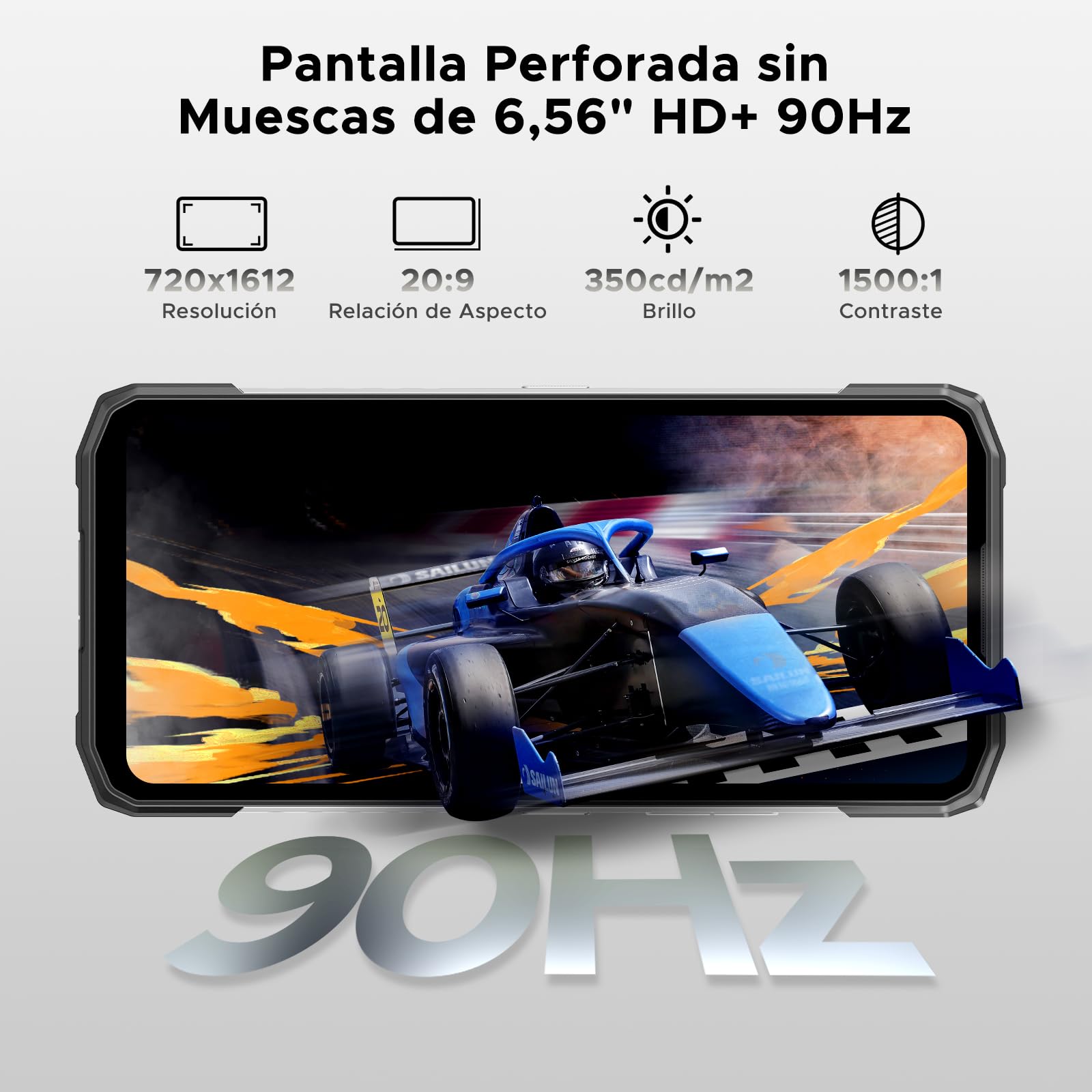 BLADE10MAX Movil Irrompible,32GB+256GB/2TB Movil Resistente Android 15,10300mAh Móvil Rugerizado,Pantalla Trasera multifunción de 1,54’’ con Pantalla de 6,56’’ Moviles,50MP+8MP, NFC,Face