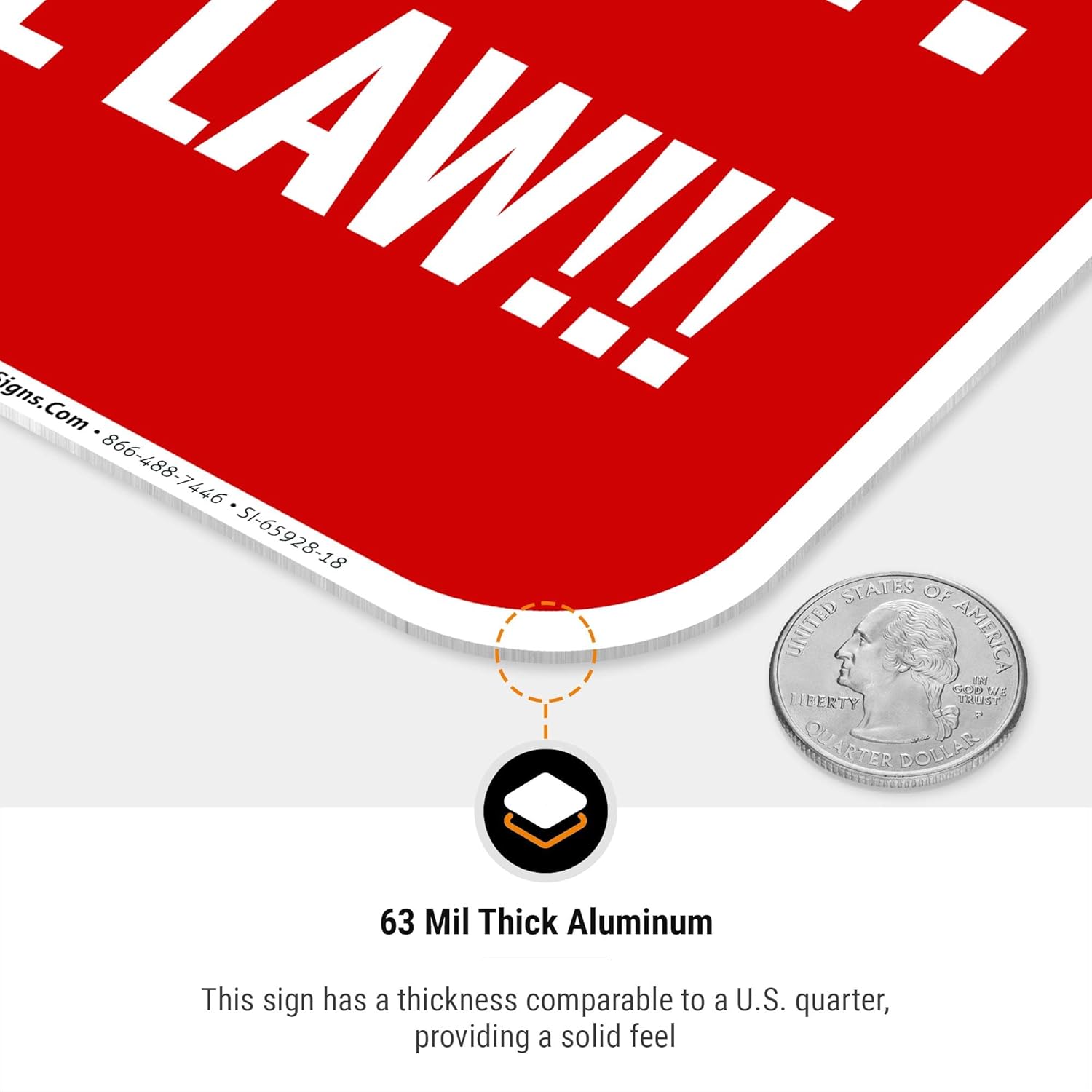 No Alcohol in Or Out It's The Law Sign, 12x18 Inches, 55 mil Thick HDPS (high Density polystyrene), Made in USA
