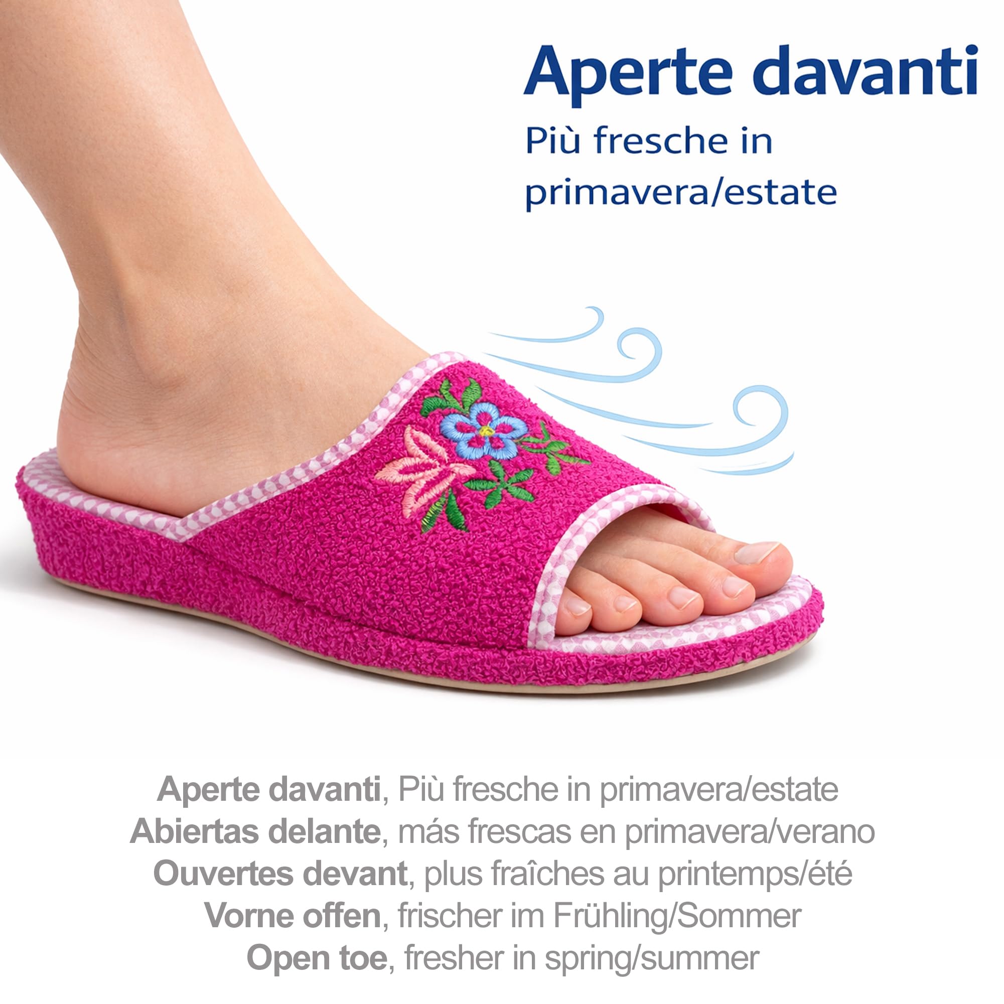 JOMIX Ciabatte Donna Spugna Aperte Davanti Pantofole da Casa Estive Morbide Zeppa Leggera e Suola Antiscivolo Comfort