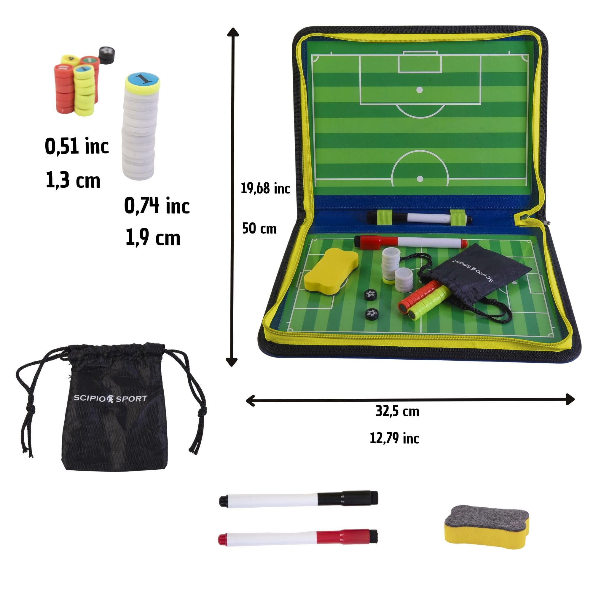 SCIPIO SPORT - Dispone de 3 Equipos, Pizarra Tactica Entrenador Futbol, Carpeta Tactica Entrenamiento, Regalo Entrenadores Futbol, Pizarra Magnetica Entrenador, Pizarra Futbol y Futbol 7