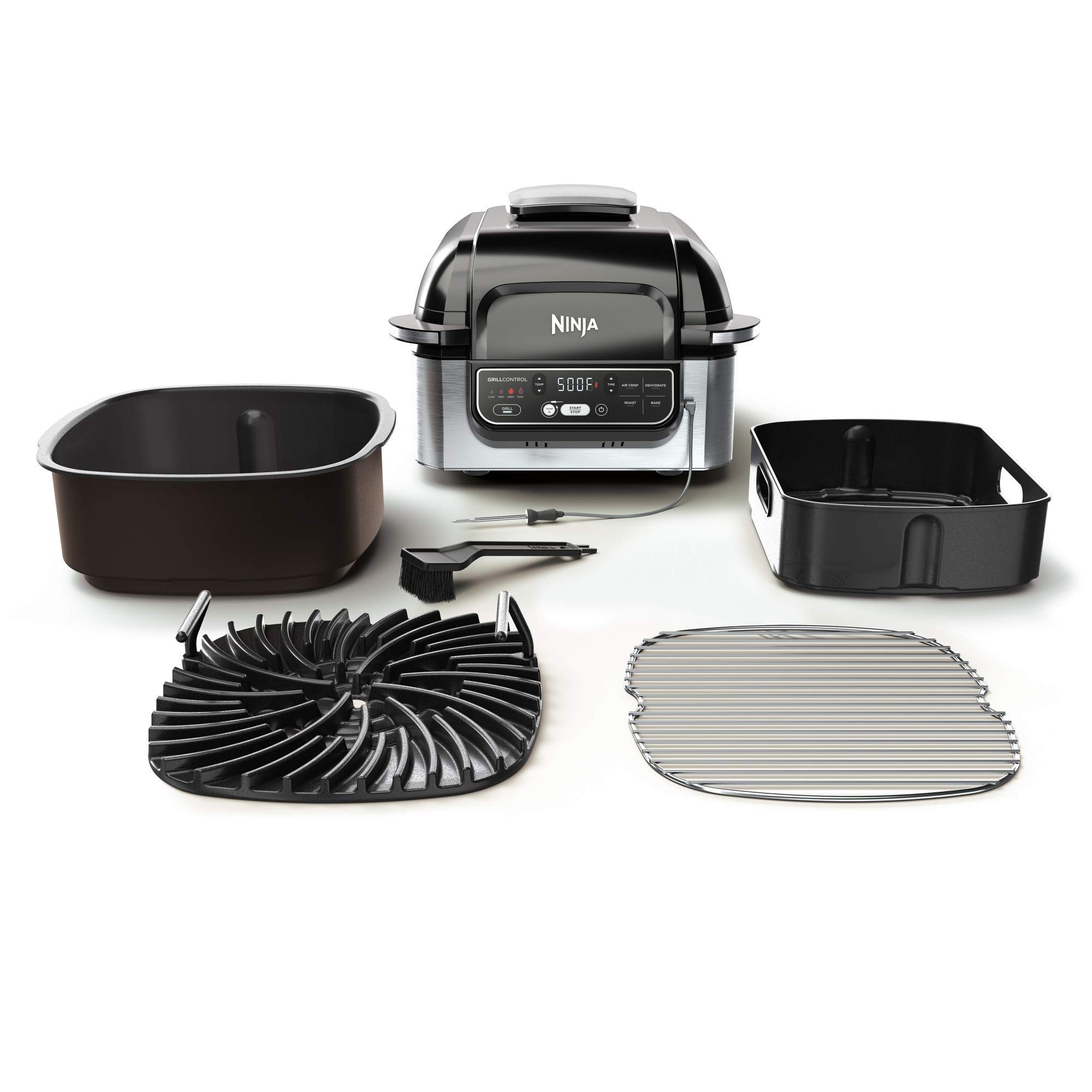 Foodi Pro 5 en 1 Sonda inteligente integrada y tecnología ciclónica para interiores, freidora de aire, asar, hornear, deshidratar (AG400), 10 x 10 pulgadas, negro y plateado (renovado) 2